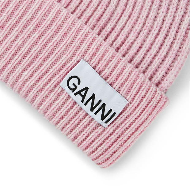 GANNI - Light Structured Rib Beanie - Mauve Chalk