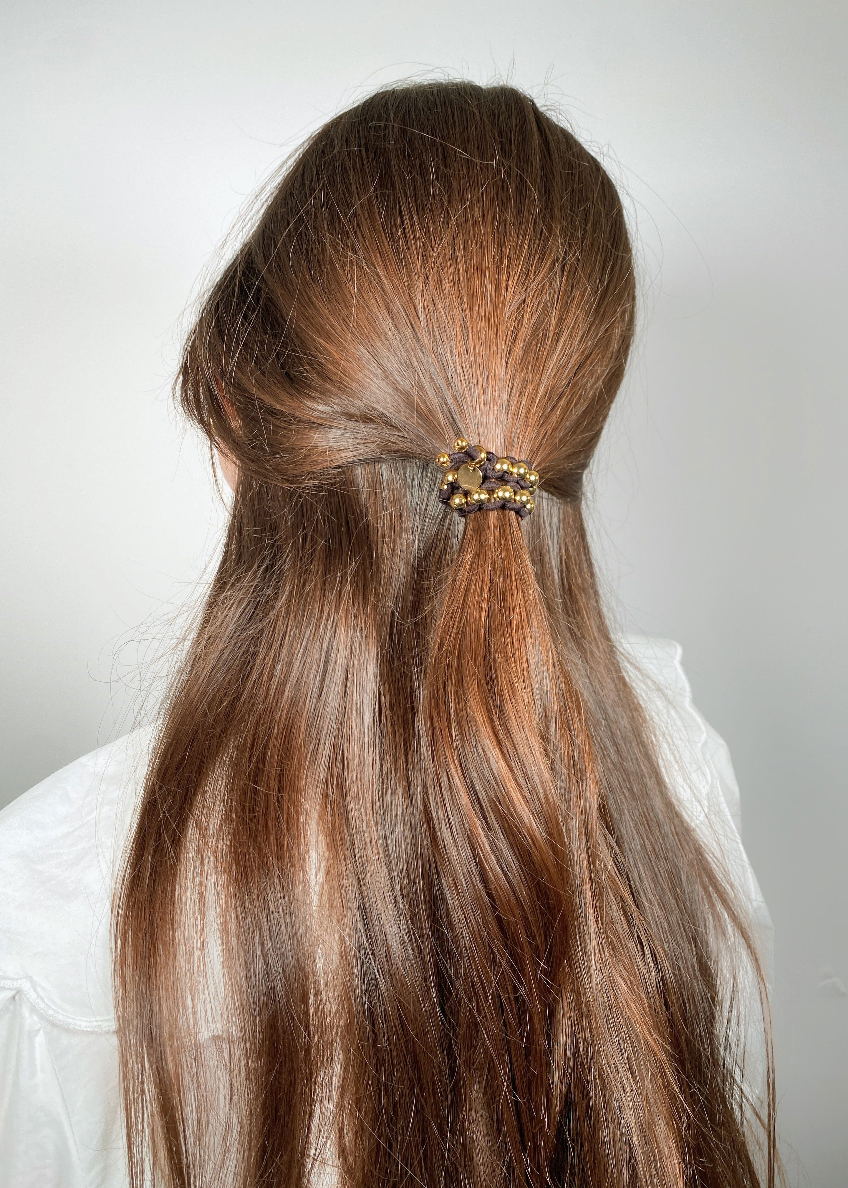 Scrunchie Is Back BICHOUS Golden Woven Hair Tie Bracelet - Brown