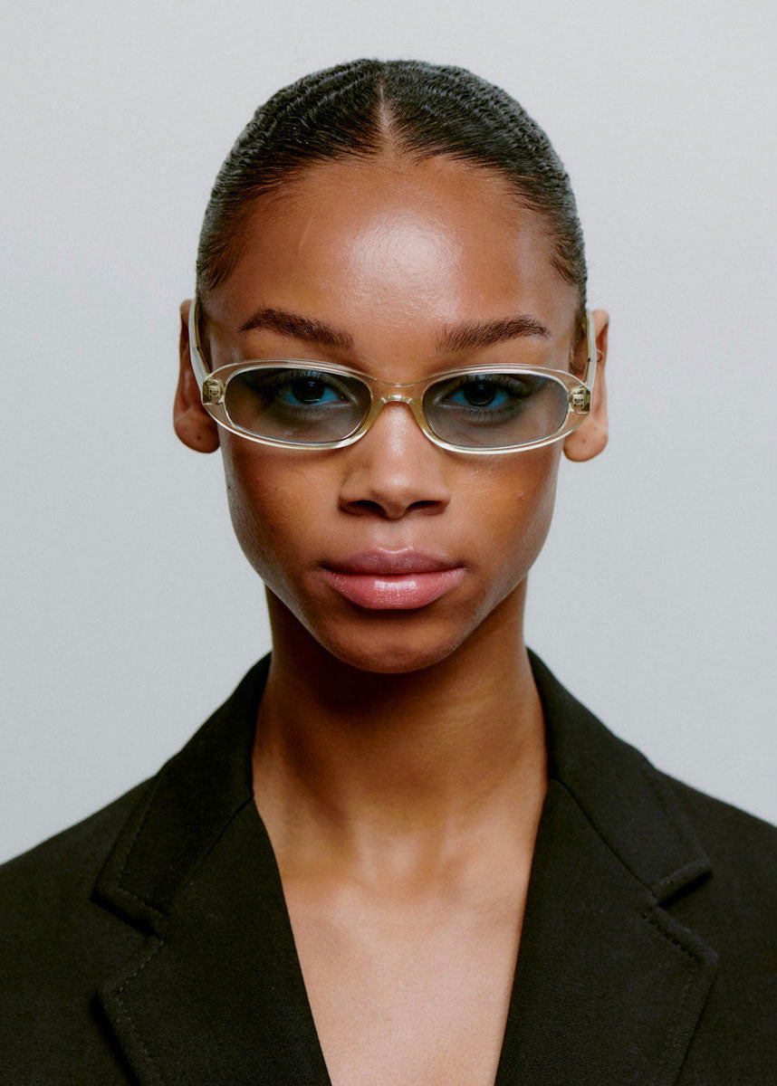 A. Kjaerbede Worn front-on by a model with the lenses on