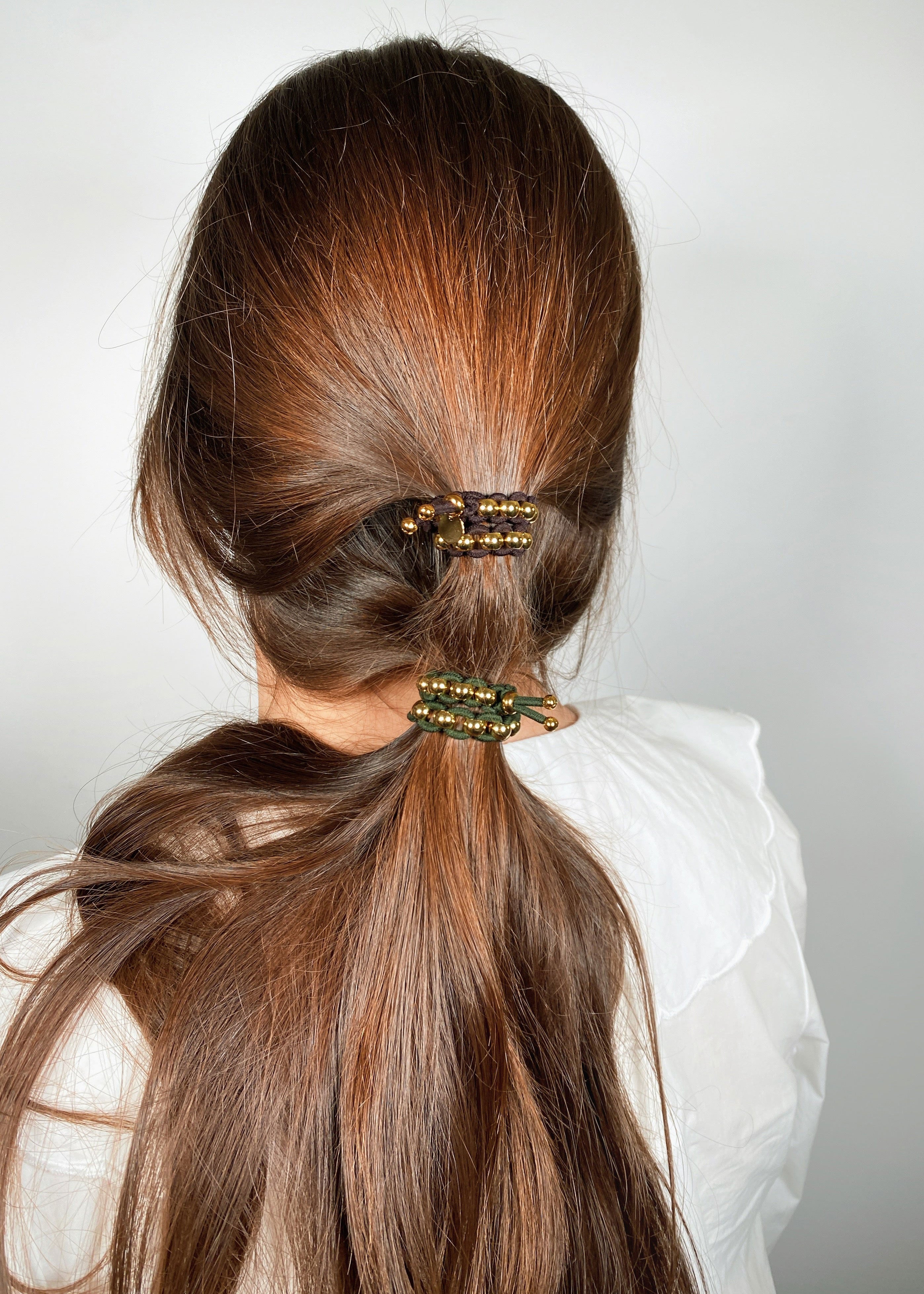 Scrunchie Is Back BICHOUS Golden Woven Hair Tie Bracelet - Navy