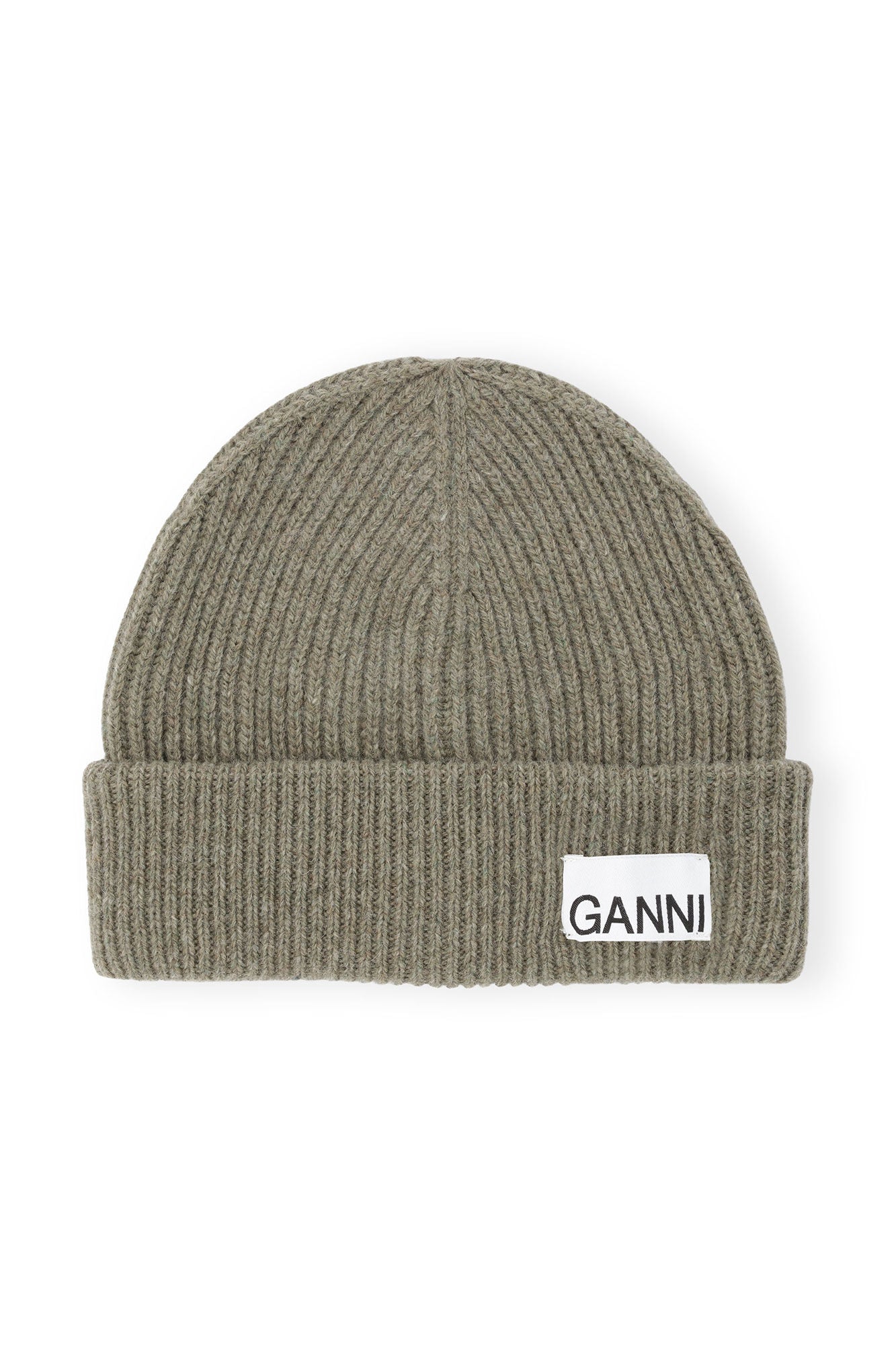 GANNI - Light Structured Rib Beanie - Dusty Olive