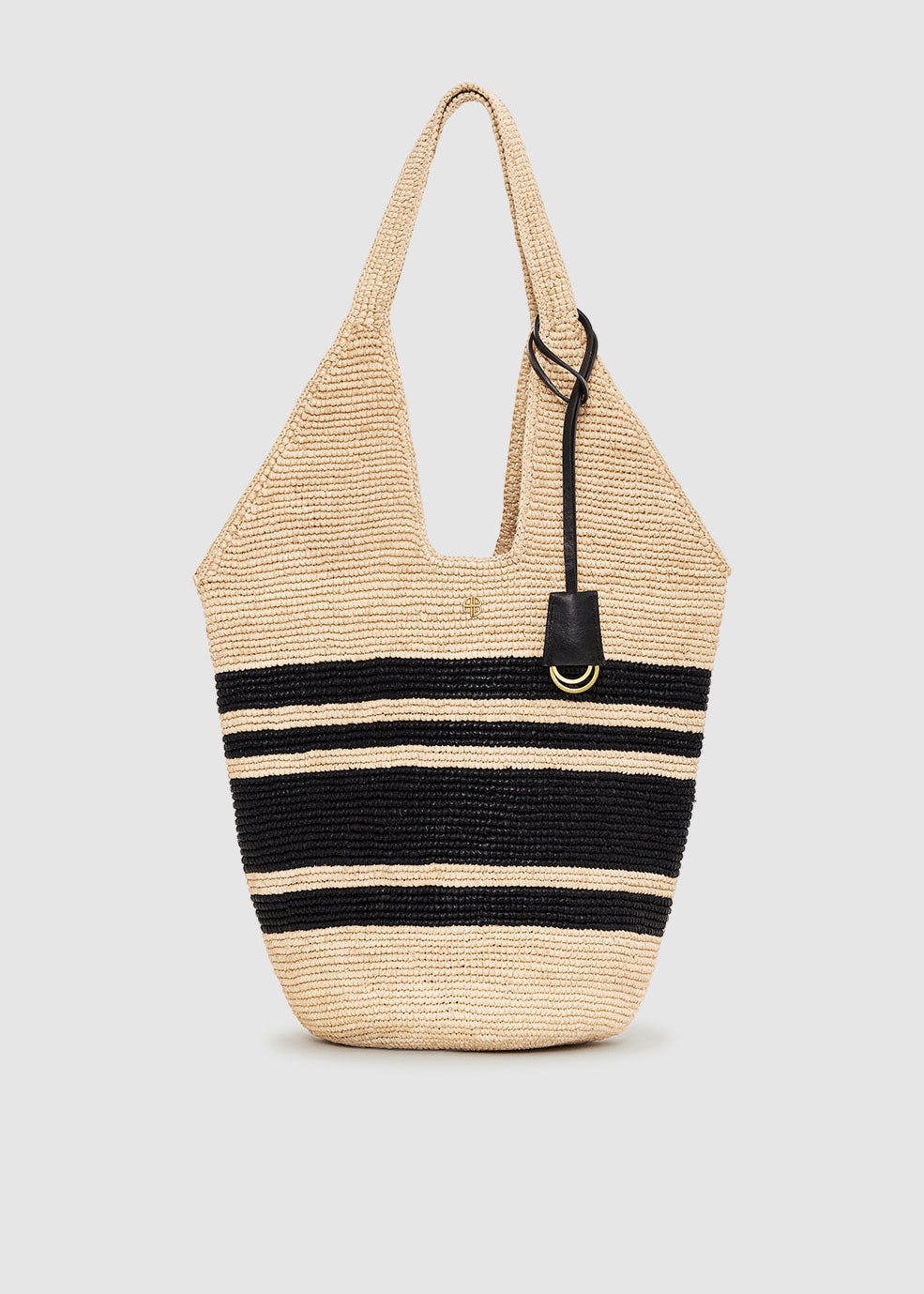 Anine Bing Leah Logo Hobo Raphia Bag - Striped