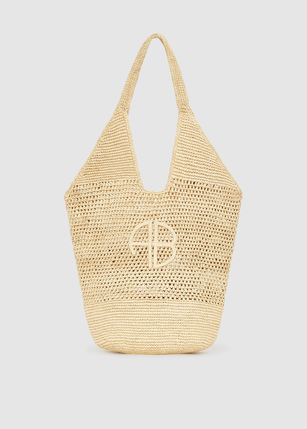 Anine Bing Leah Logo Hobo Raphia Bag - Natural