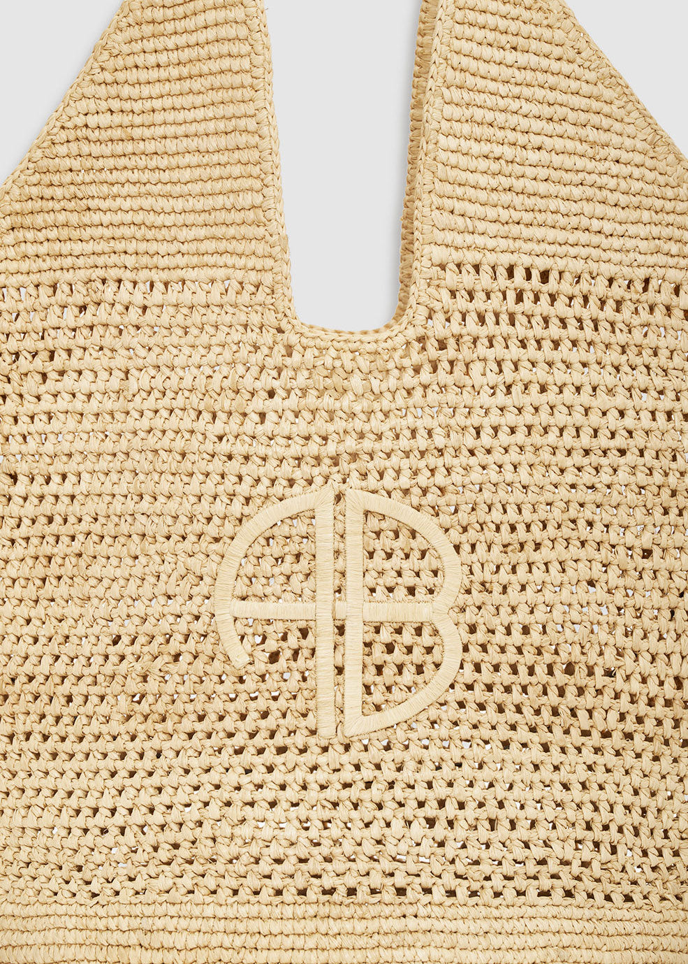Anine Bing Leah Logo Hobo Raphia Bag - Natural