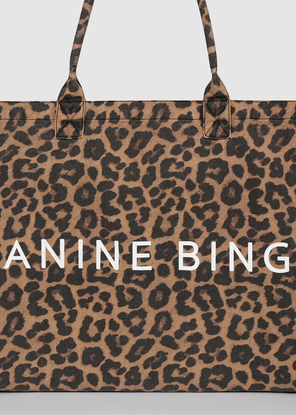 Anine Bing Leo Canvas Tote - Black and Brown Leopard