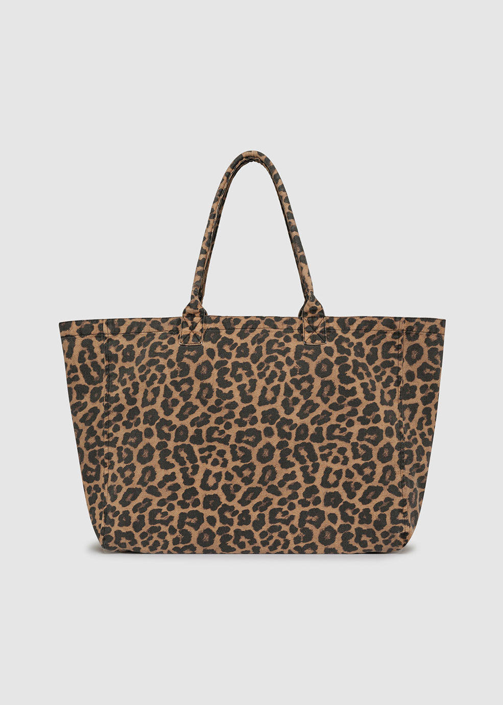 Anine Bing Leo Canvas Tote - Black and Brown Leopard