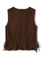Back close-up, sheer overlay on the chocolate blouse