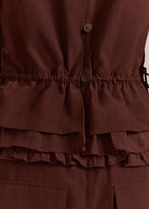 Detail of the panelled seams across the choc blouse