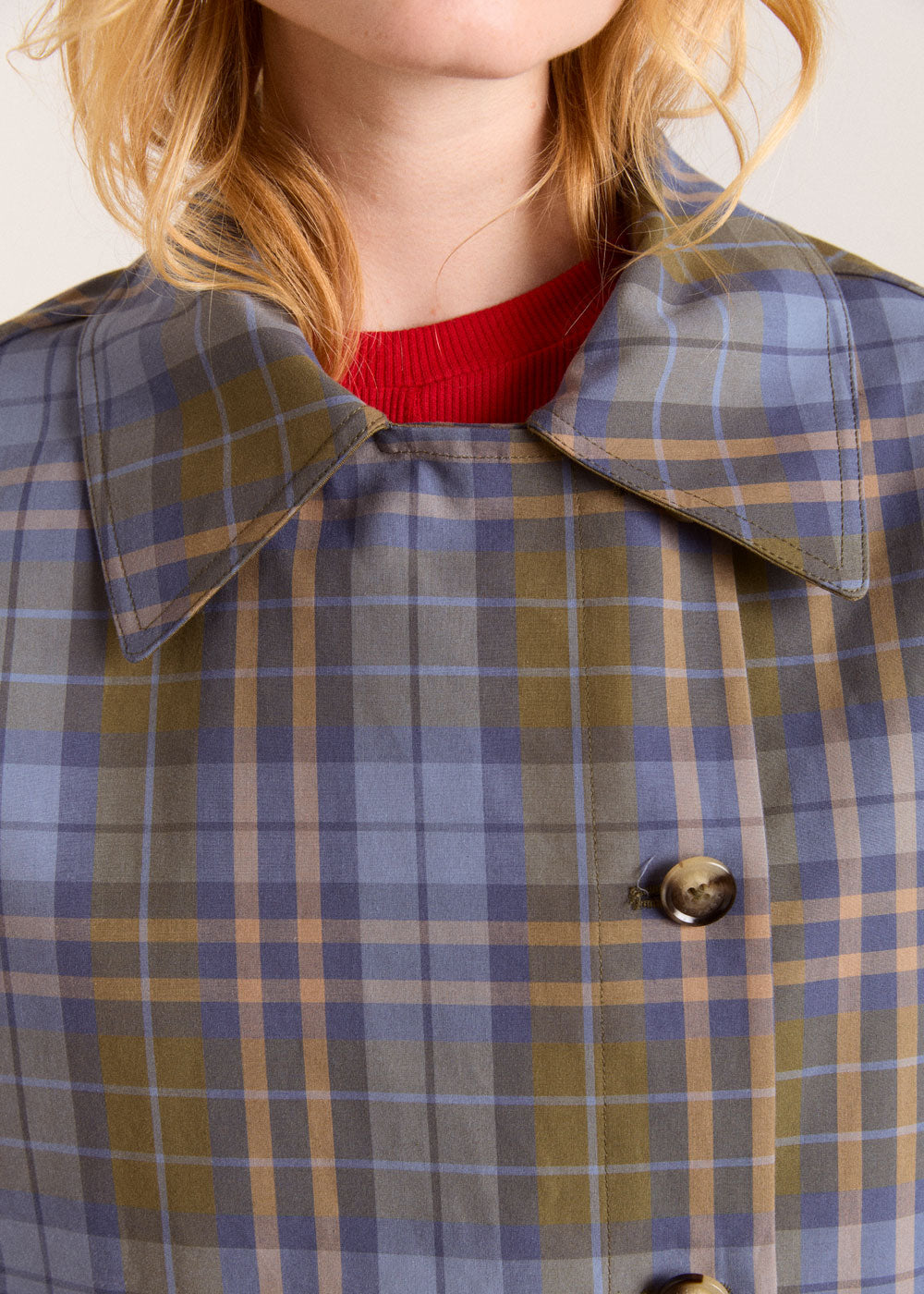 Damson Madder Reversible Jerry Crop Trench Coat - Olive
