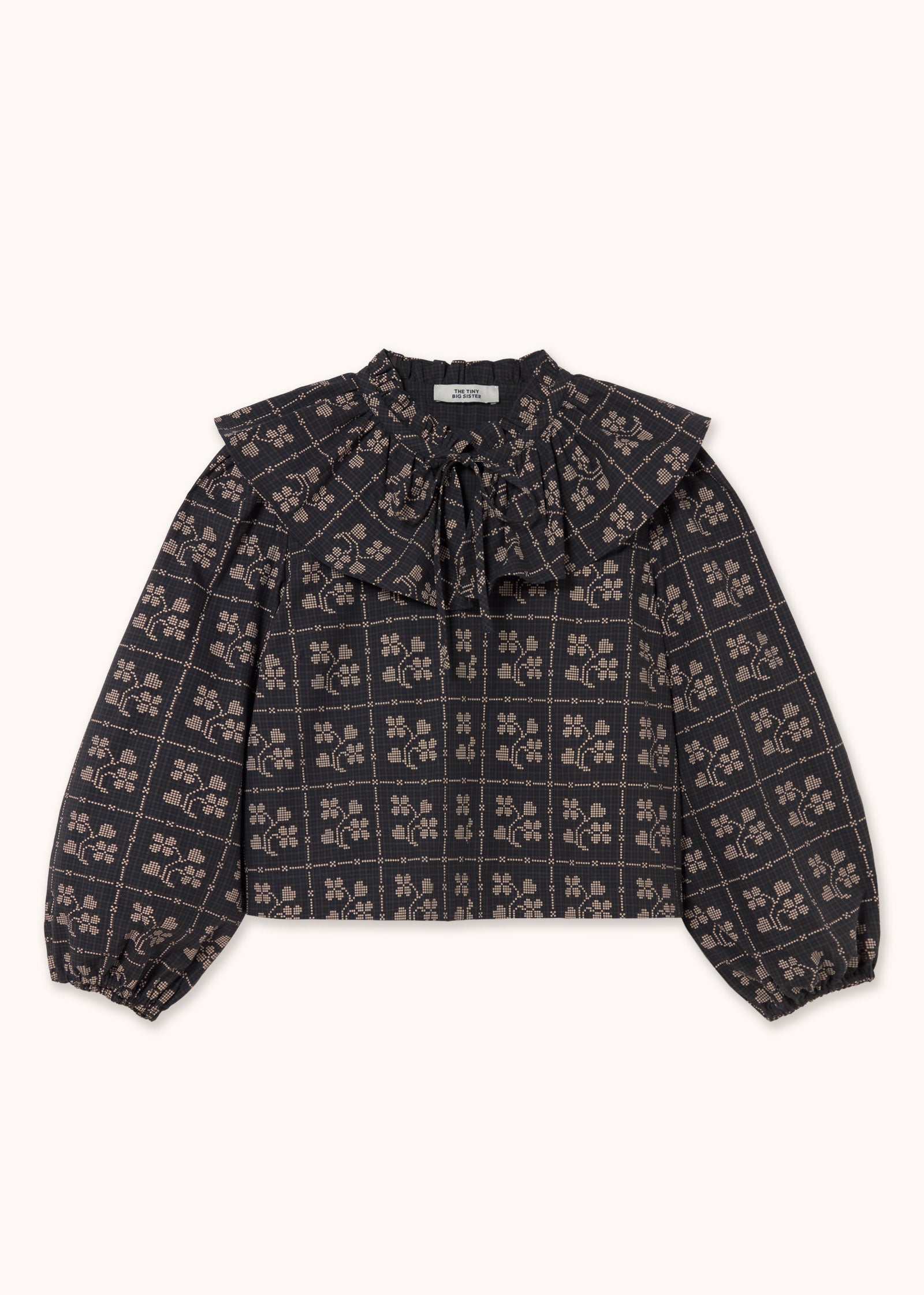 The Tiny Big Sister Dots Flowers Puff Sleeves Blouse
