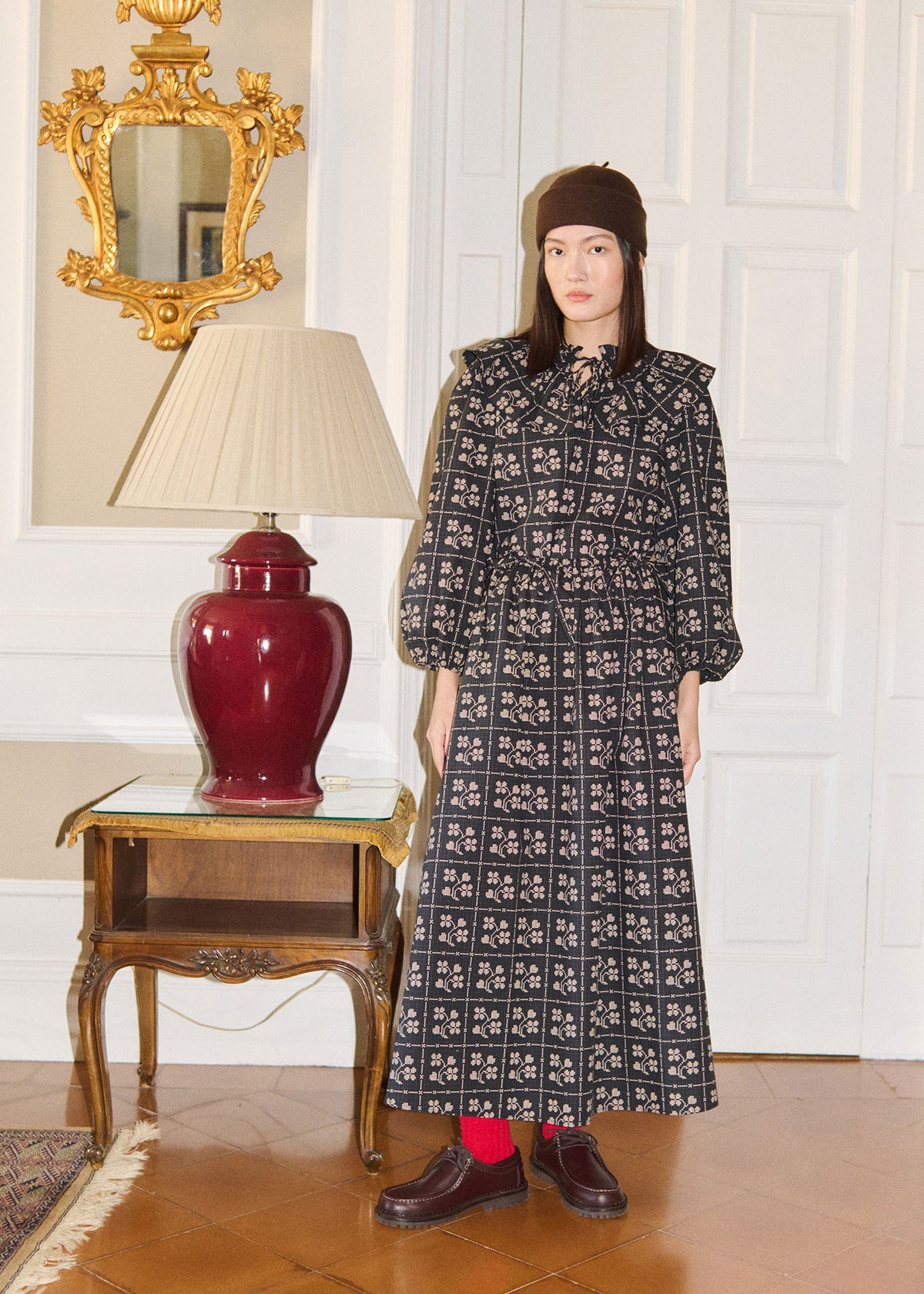 The Tiny Big Sister Dots Flowers Puff Sleeves Blouse