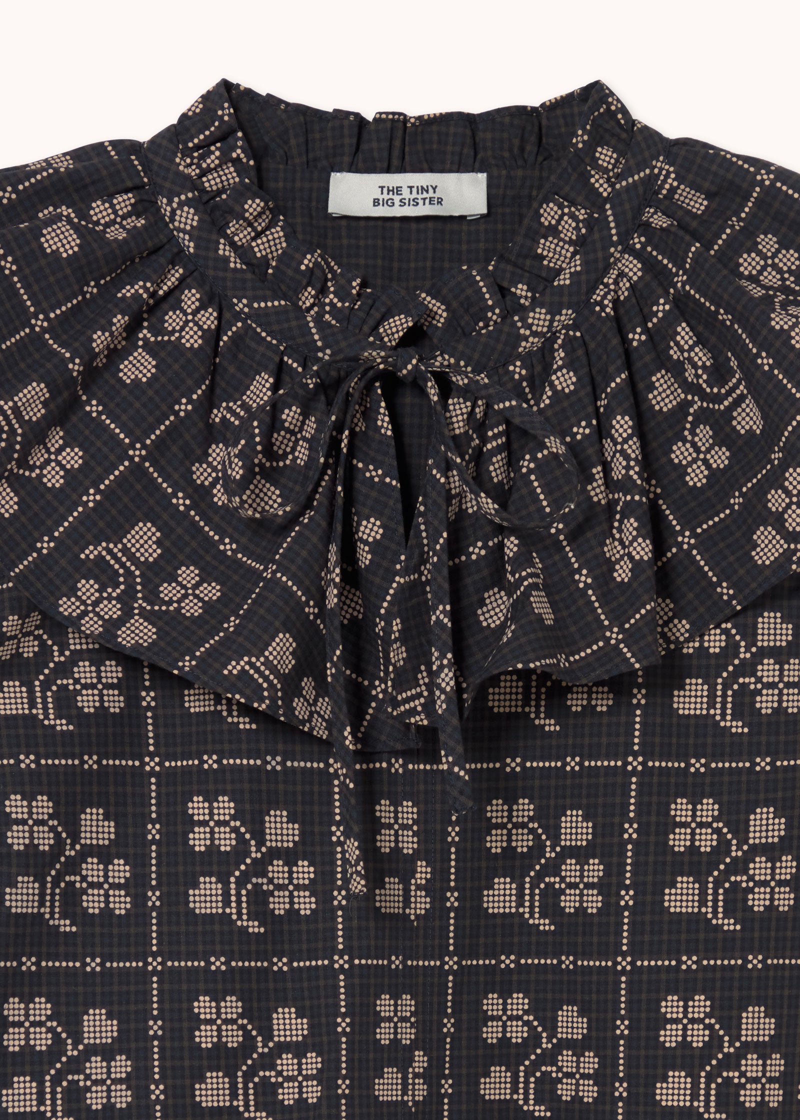 The Tiny Big Sister Dots Flowers Puff Sleeves Blouse
