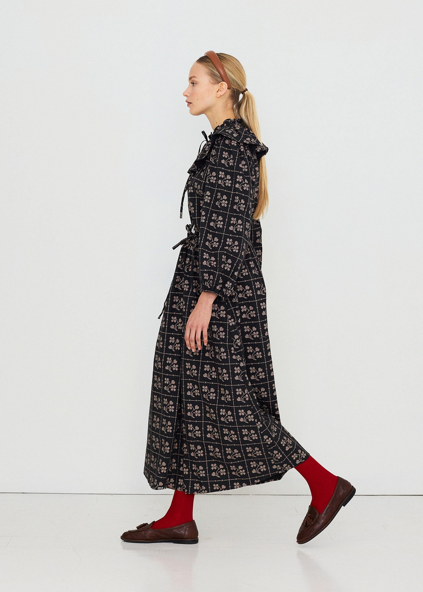 The Tiny Big Sister Dots Flowers Puff Sleeves Blouse
