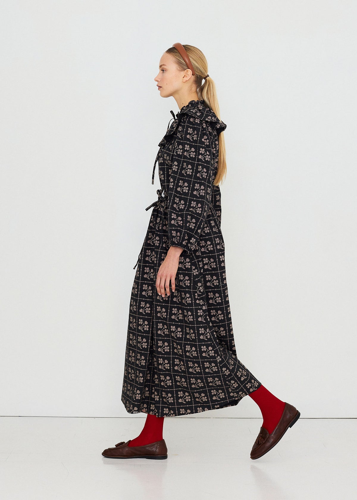 The Tiny Big Sister Dots Flowers Puff Sleeves Blouse