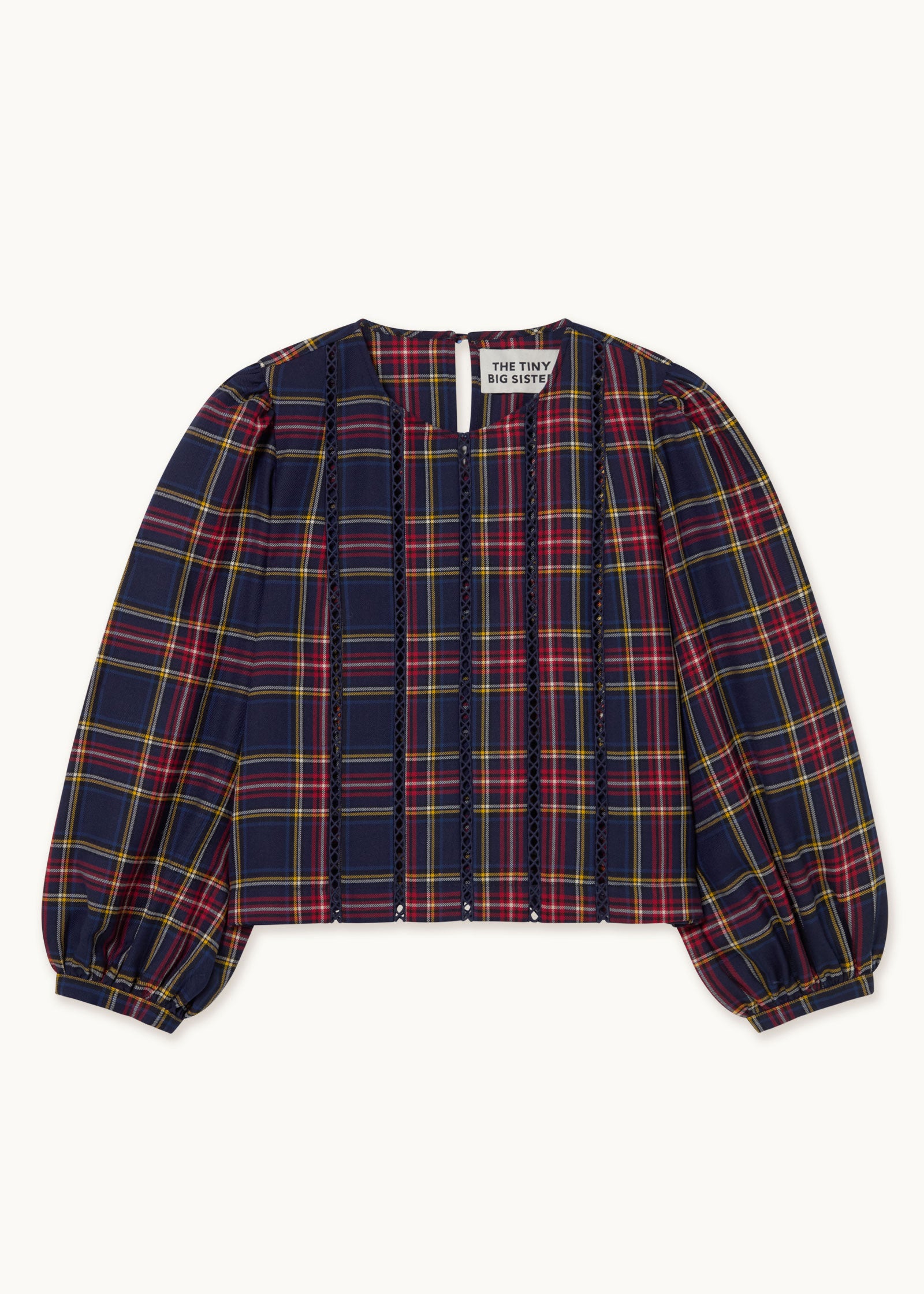 The Tiny Big Sister Check Puff Sleeves Blouse