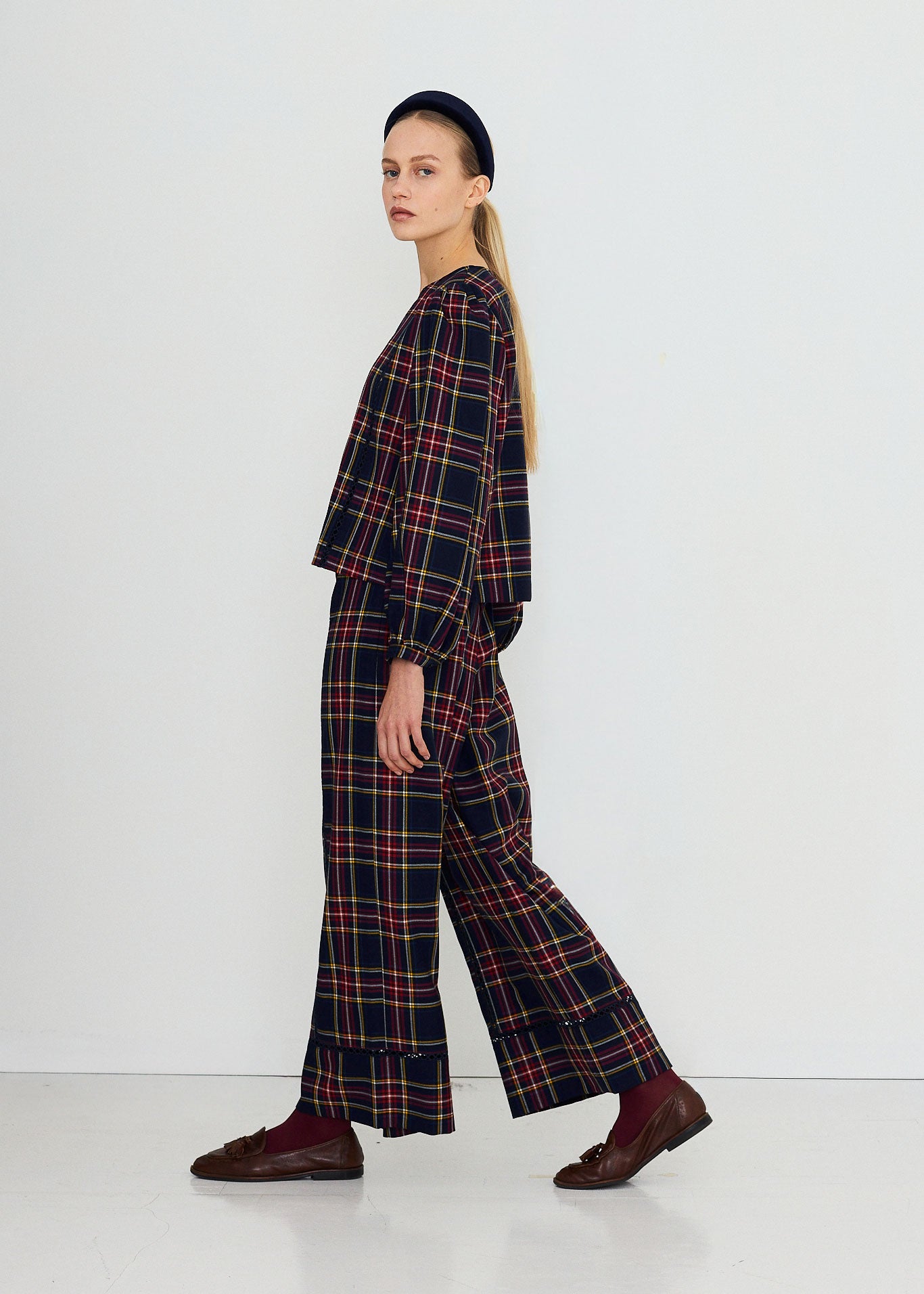 The Tiny Big Sister Check Puff Sleeves Blouse