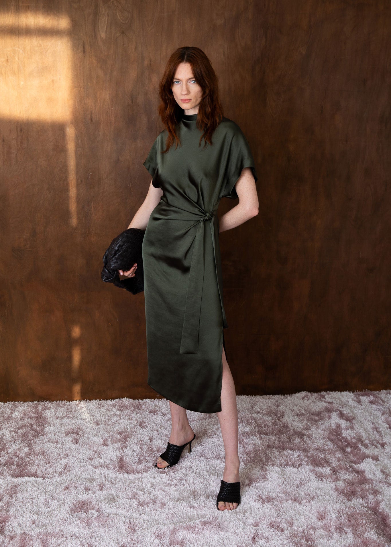 VI.VE.RE Rabia Side Tie Dress - Dark Green