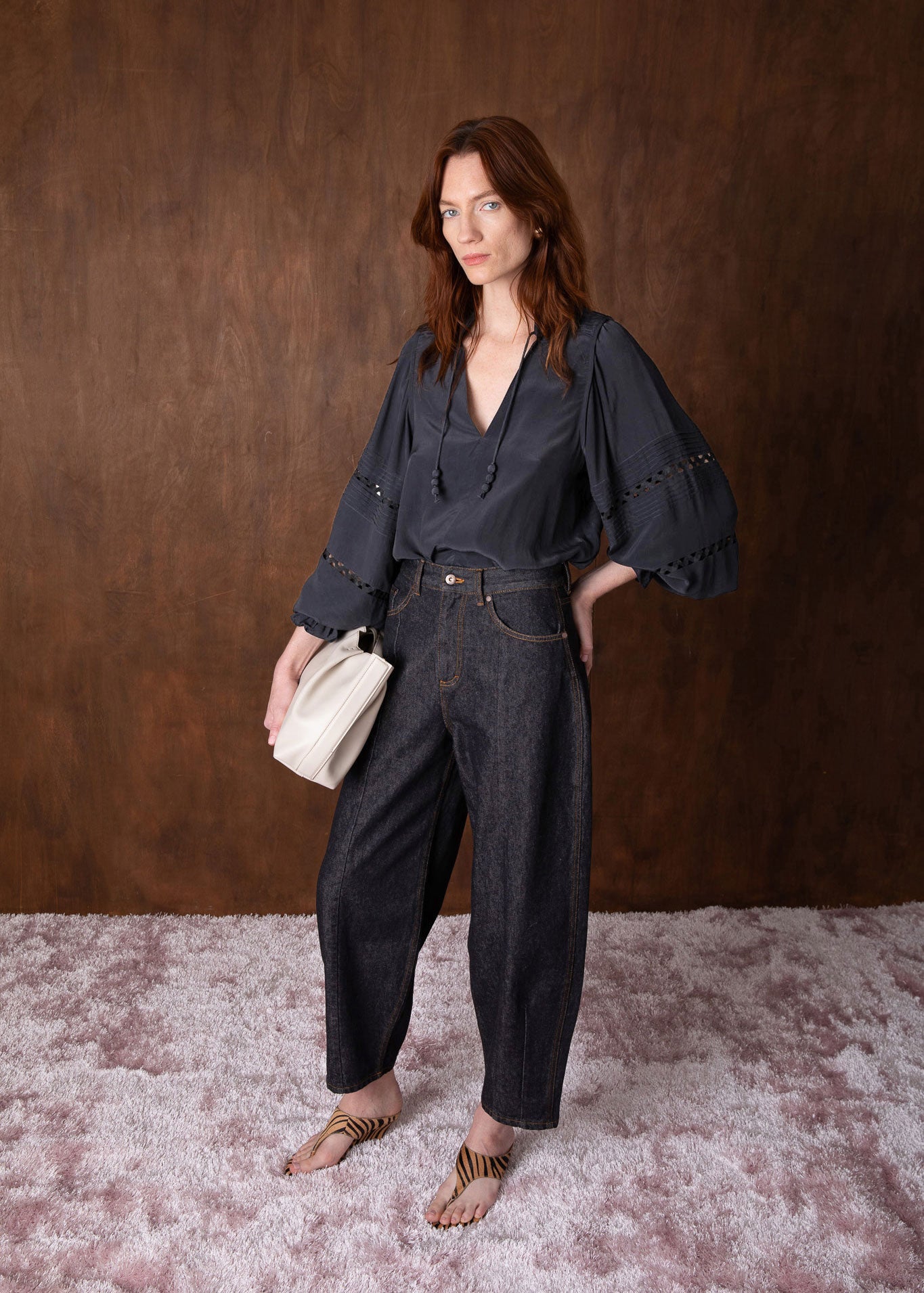 VI.VE.RE Naya Barrel Leg Jeans - Black