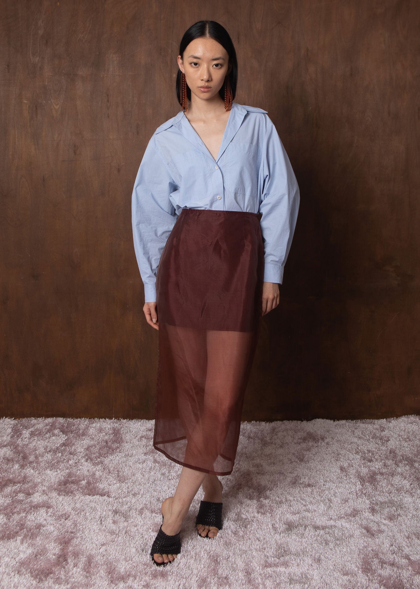 VI.VE.RE Ember Belted Poplin Shirt - Blue