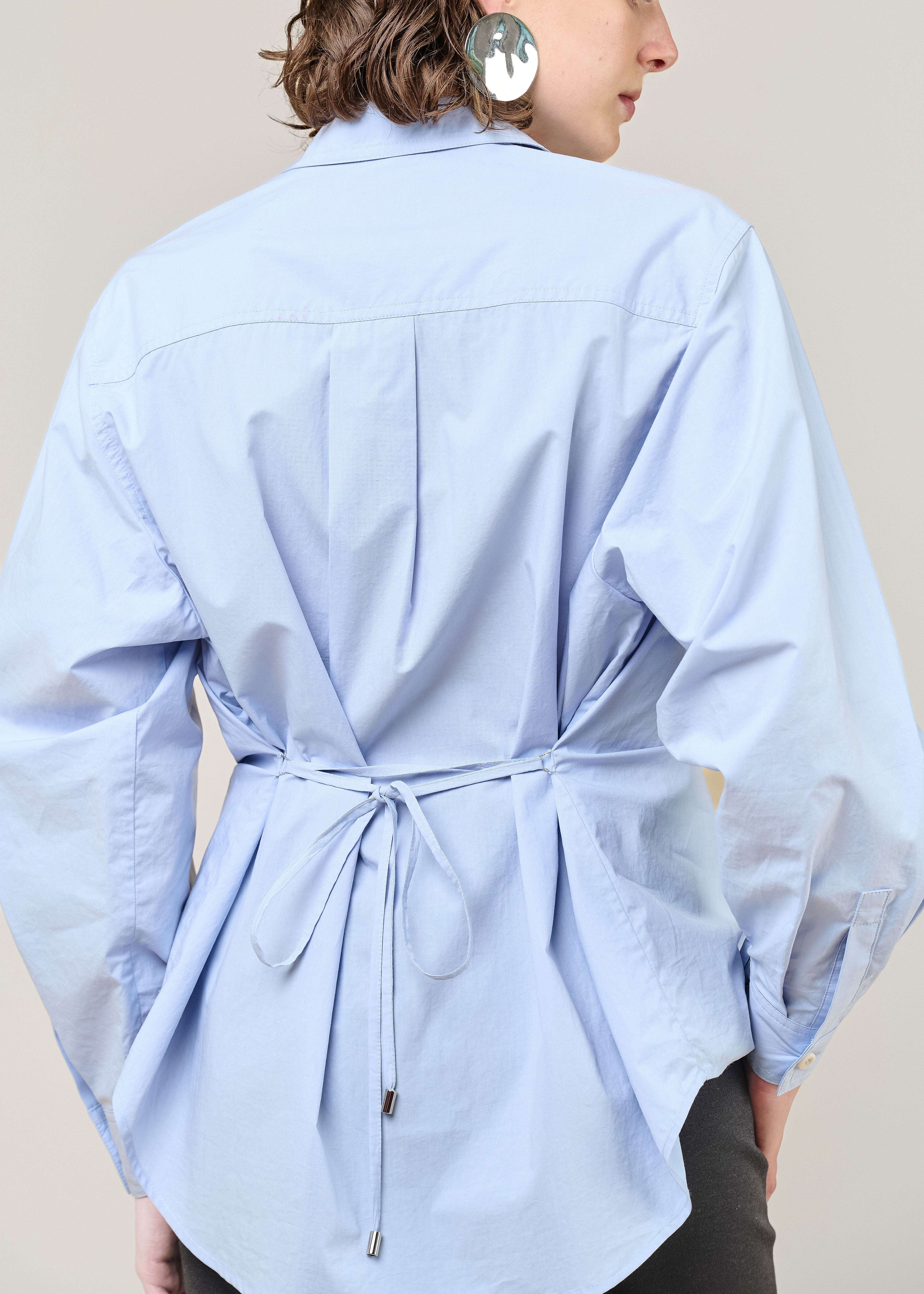 VI.VE.RE Ember Belted Poplin Shirt - Blue