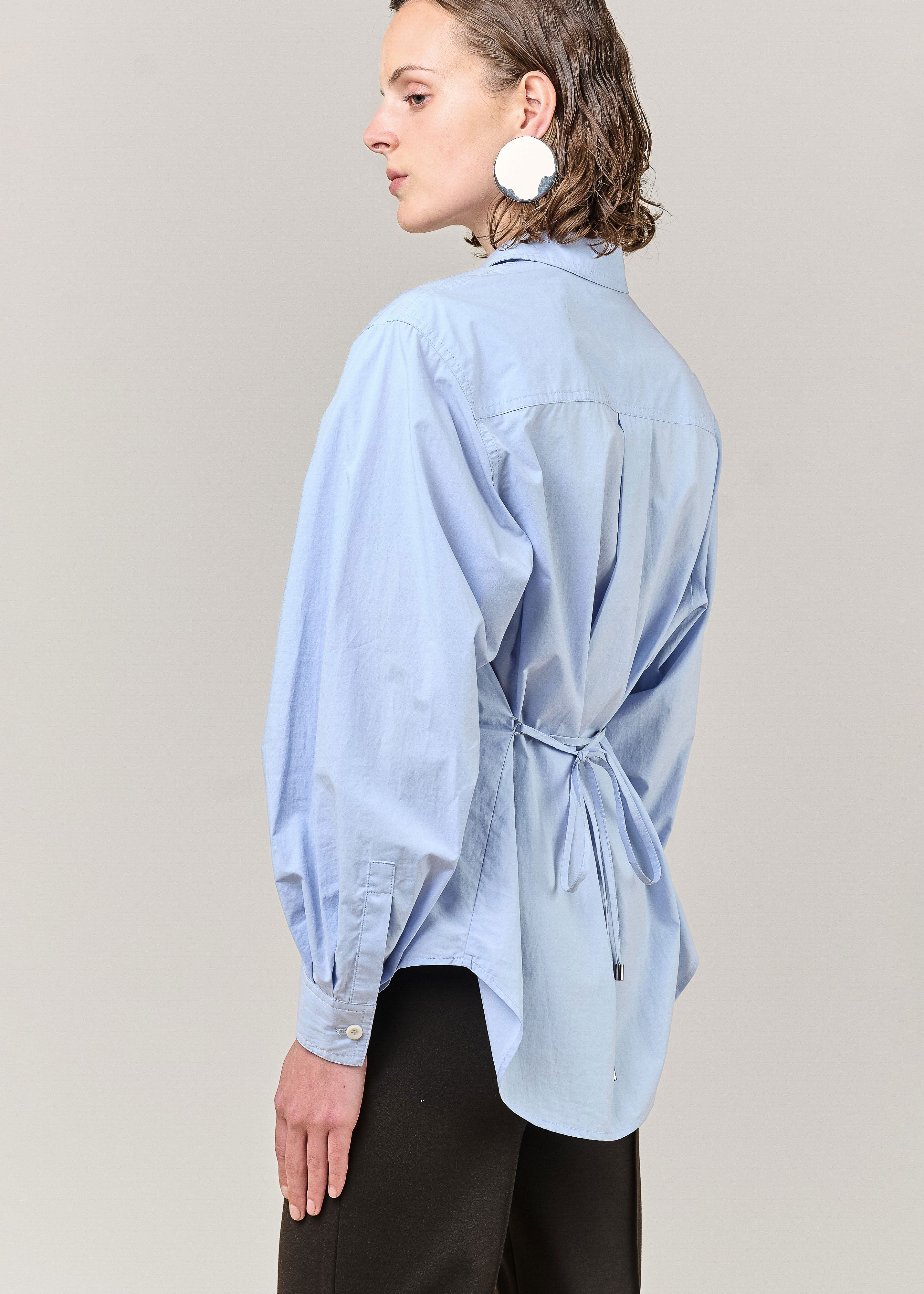 VI.VE.RE Ember Belted Poplin Shirt - Blue