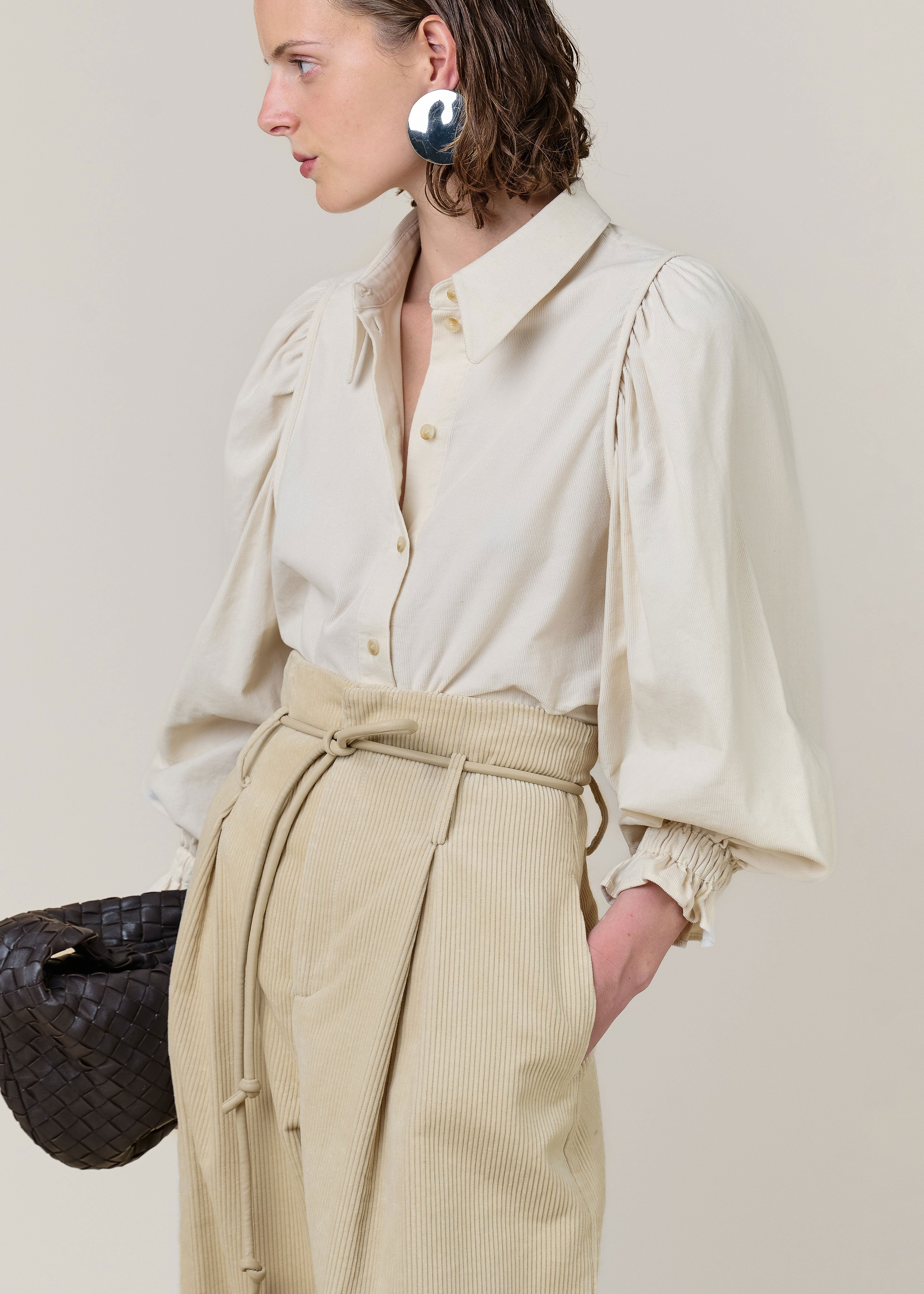 VI.VE.RE Raven Cord High Waist Trousers - Ecru