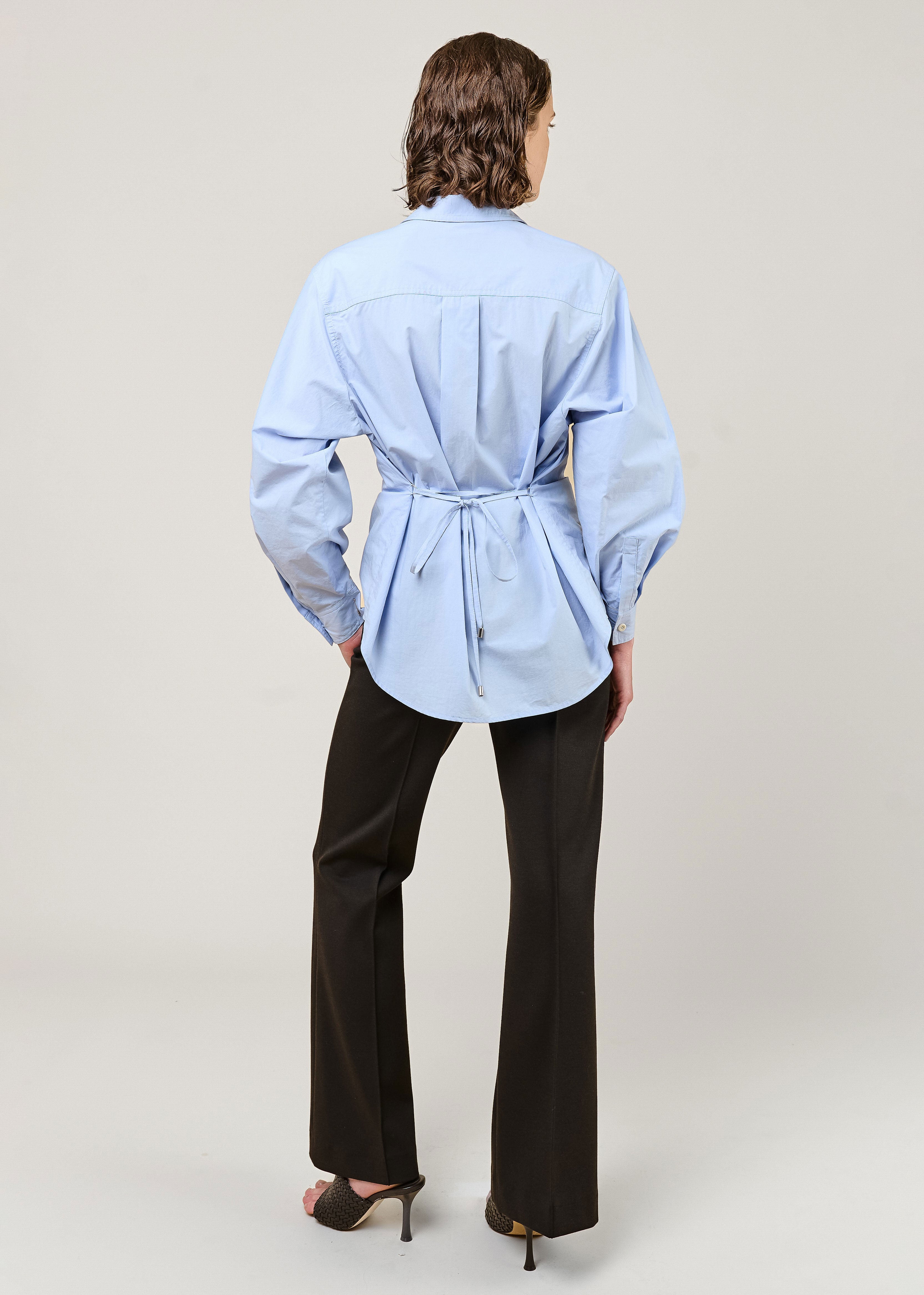 VI.VE.RE Ember Belted Poplin Shirt - Blue
