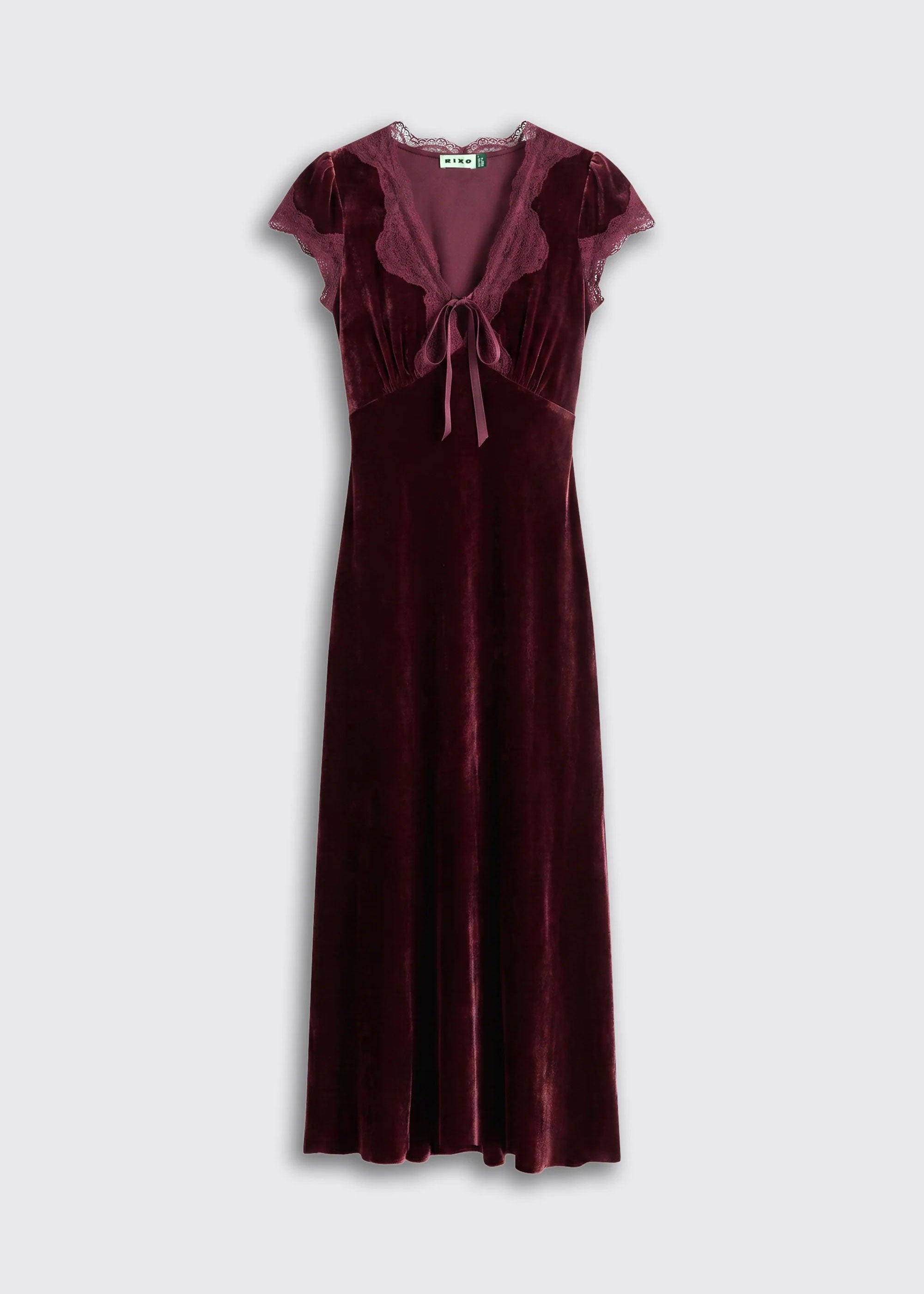 Rixo Amari Silk Velvet Dress - Bordeaux