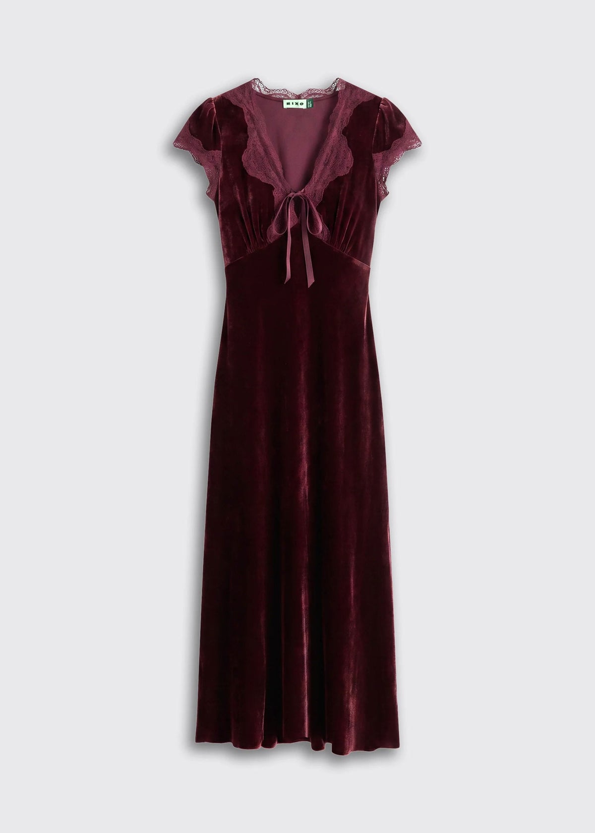 Rixo Amari Silk Velvet Dress - Bordeaux