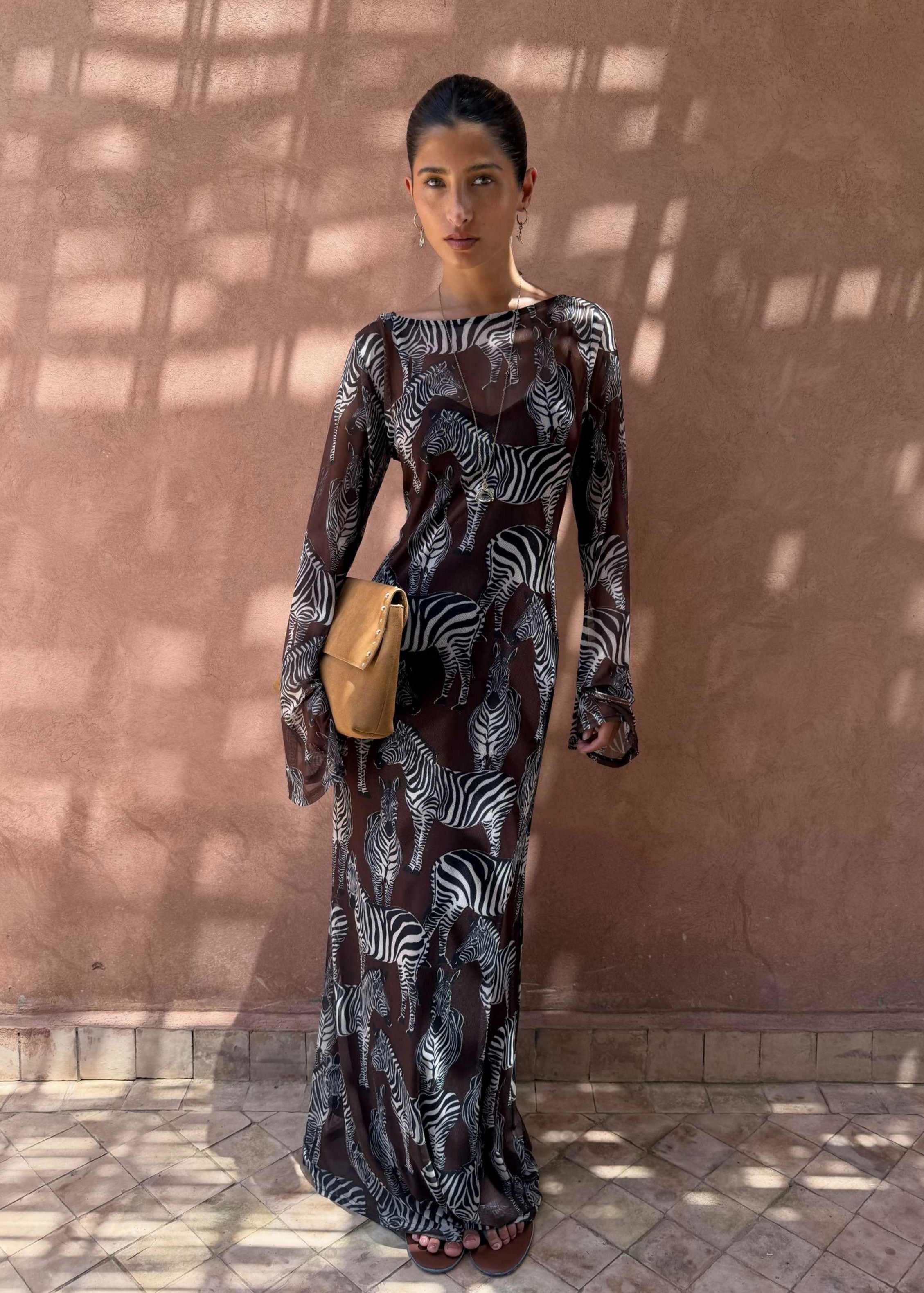 Never Fully Dressed Chocolate Zebra Aria Dress