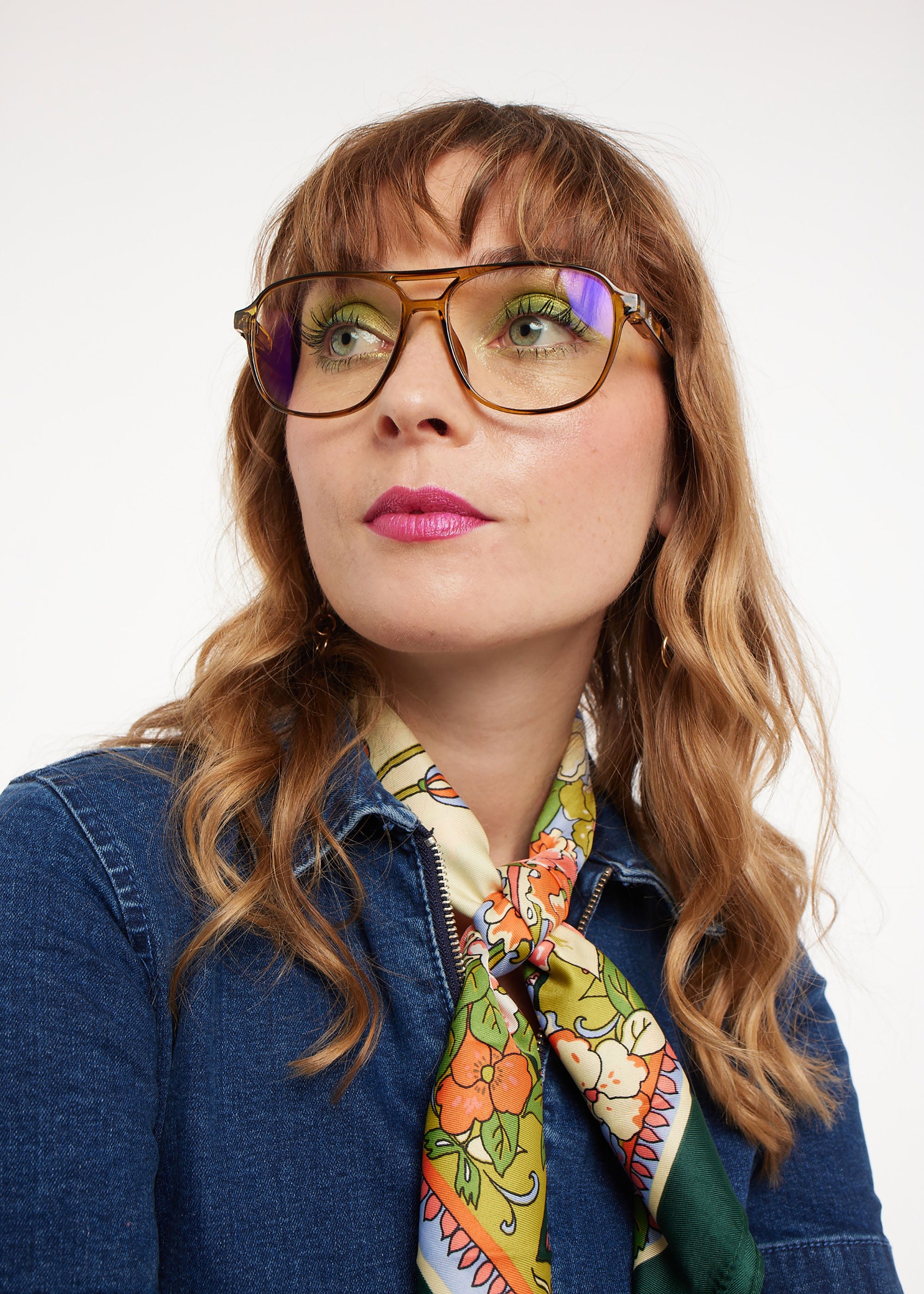 Barner Brad Glossy Blue Light Glasses - Ecru Olive