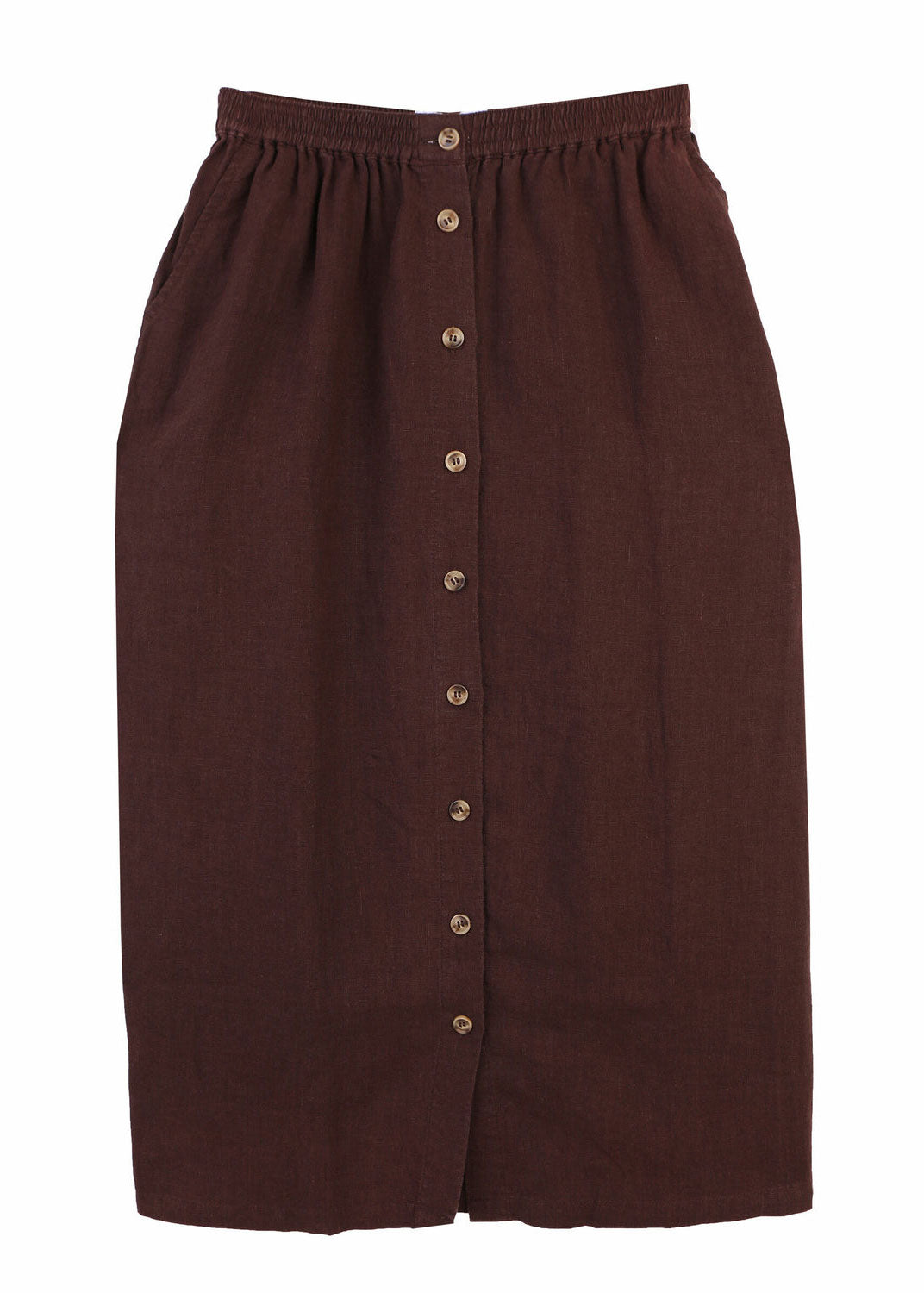 L.F.Markey Basic Button Front Skirt - Chocolate