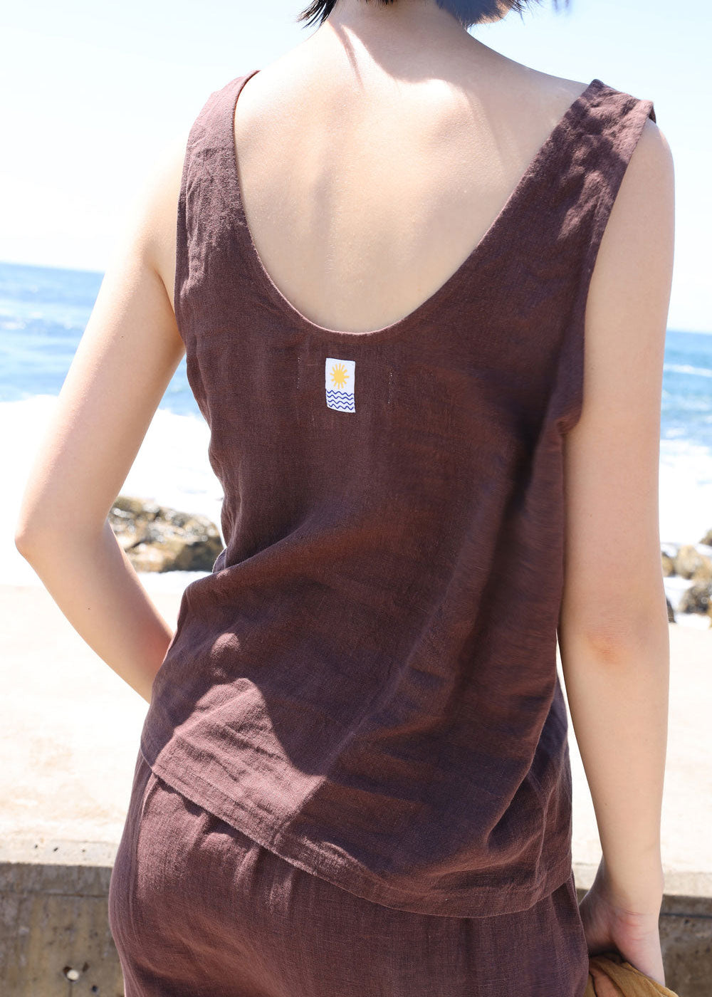 L.F.Markey Basic Button Front Tank - Chocolate