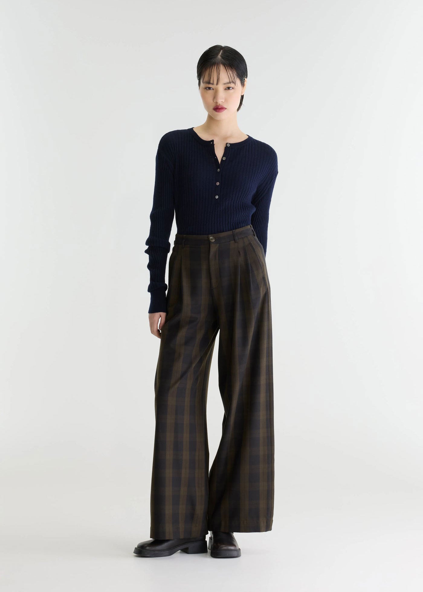 Bellerose Volkert Check-Pattern Wide-Leg Trousers