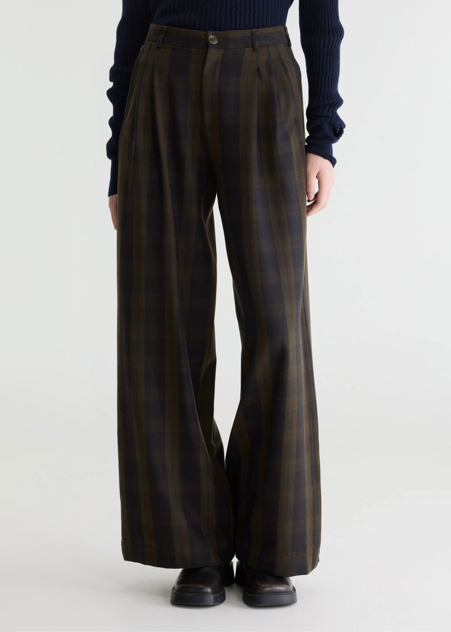 Bellerose Volkert Check-Pattern Wide-Leg Trousers