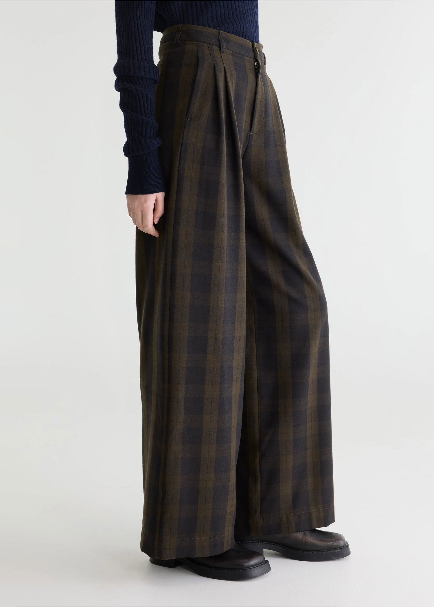 Bellerose Volkert Check-Pattern Wide-Leg Trousers
