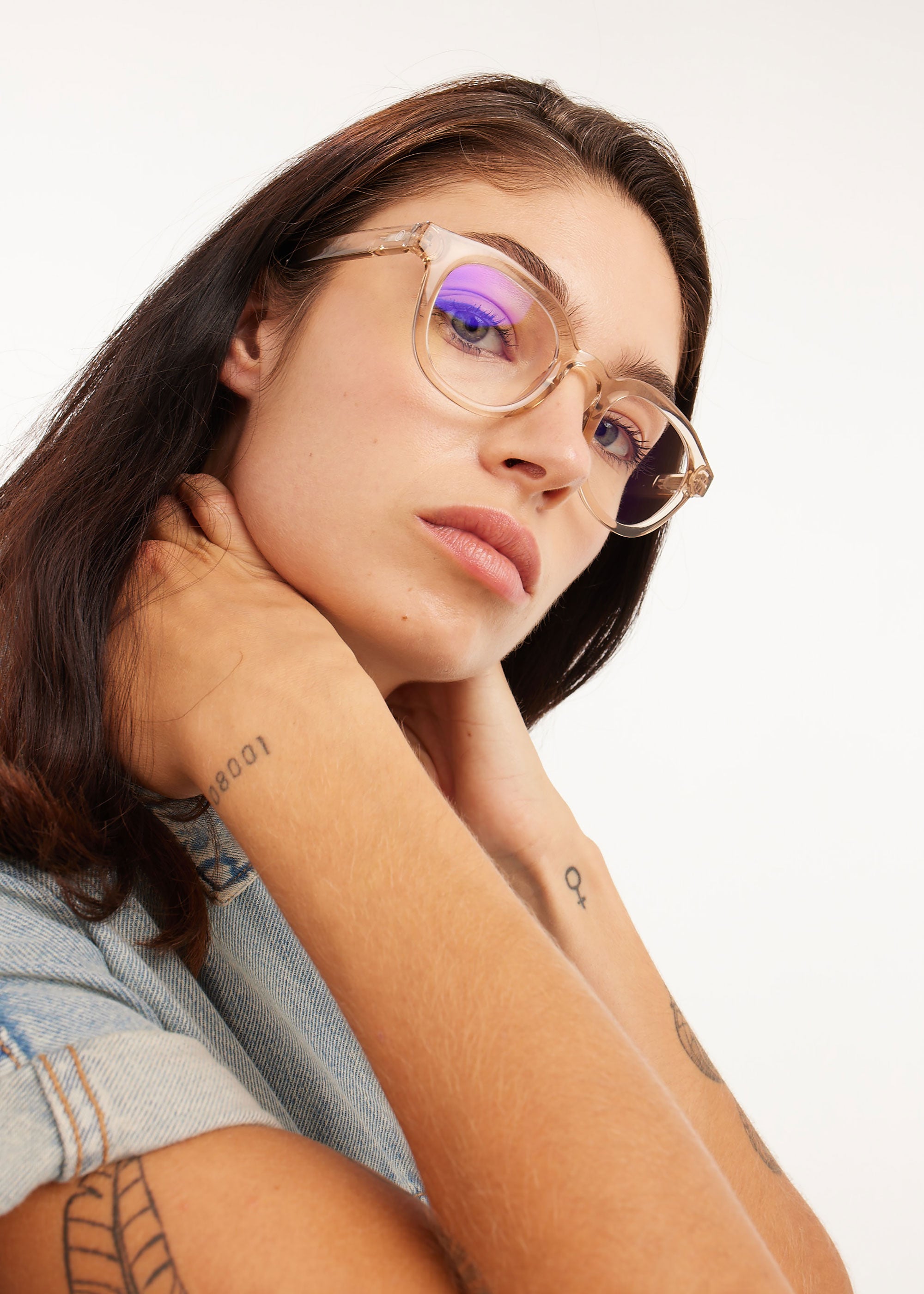 Barner Andy Glossy Blue Light Glasses - Pink Quartz