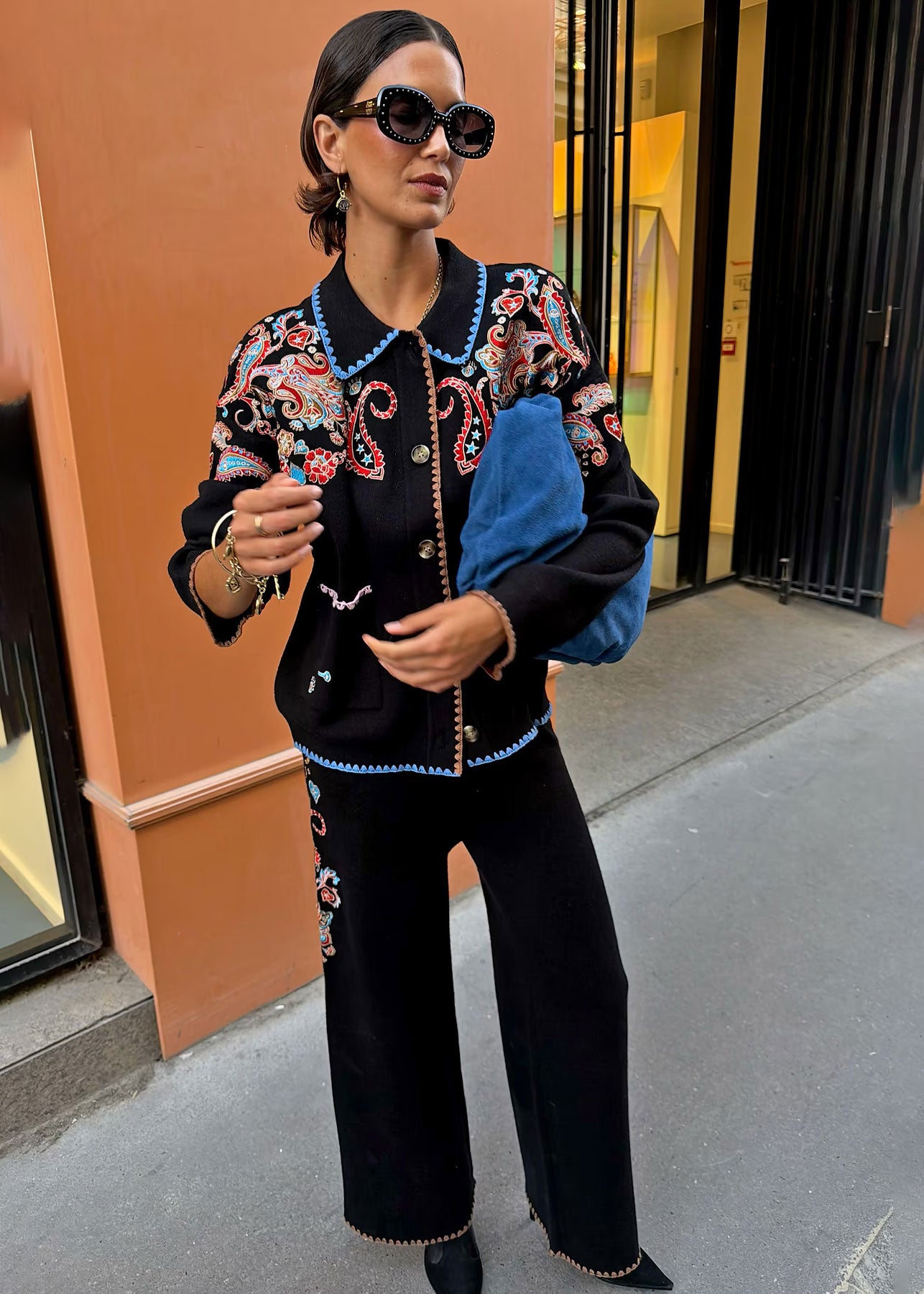Never Fully Dressed Black Embroidered Paisley Cardigan