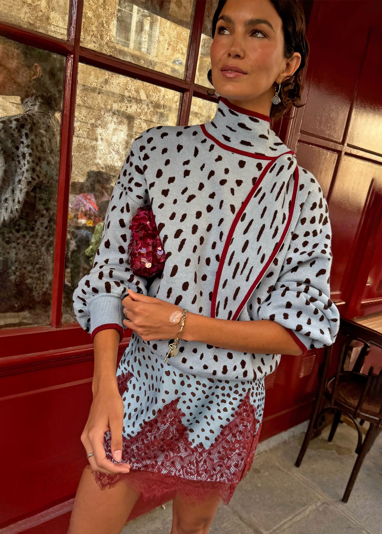 Kiti Cymru Blue Deer Scarf Jumper