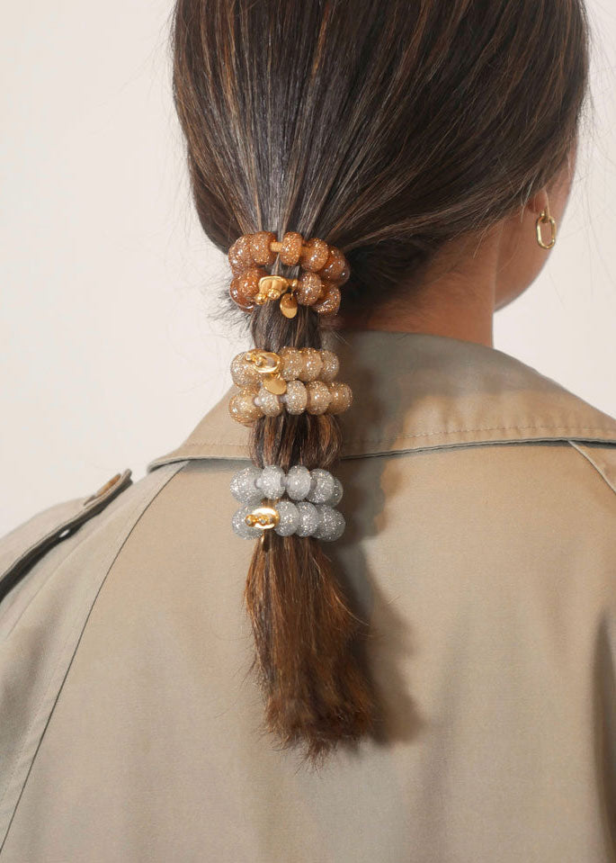 Scrunchie Is Back BICHOUS Glitter Donuts Hair Tie Bracelet - Brown