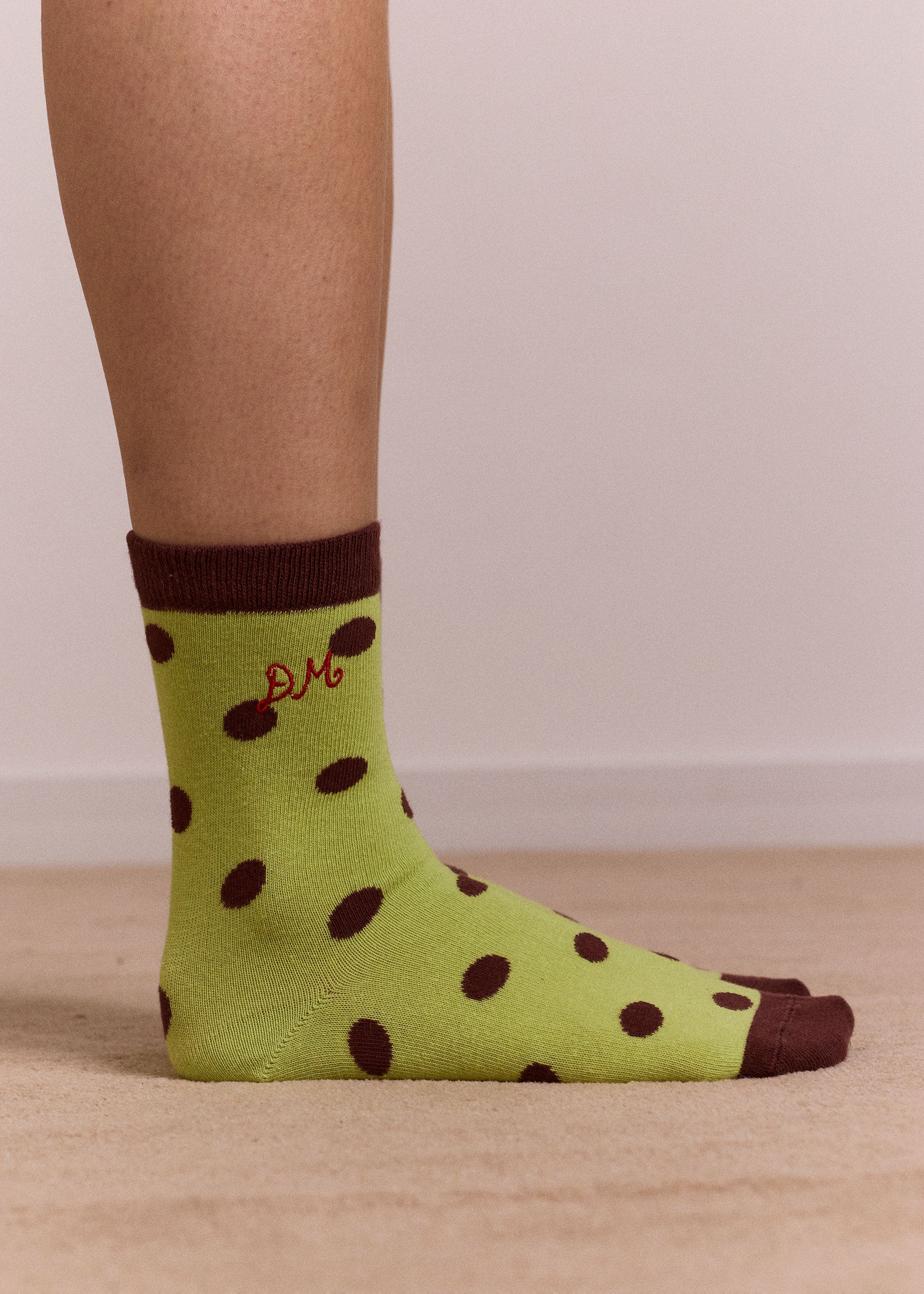 Damson Madder Calf Length 2 Pack Socks - Choc & Avocado