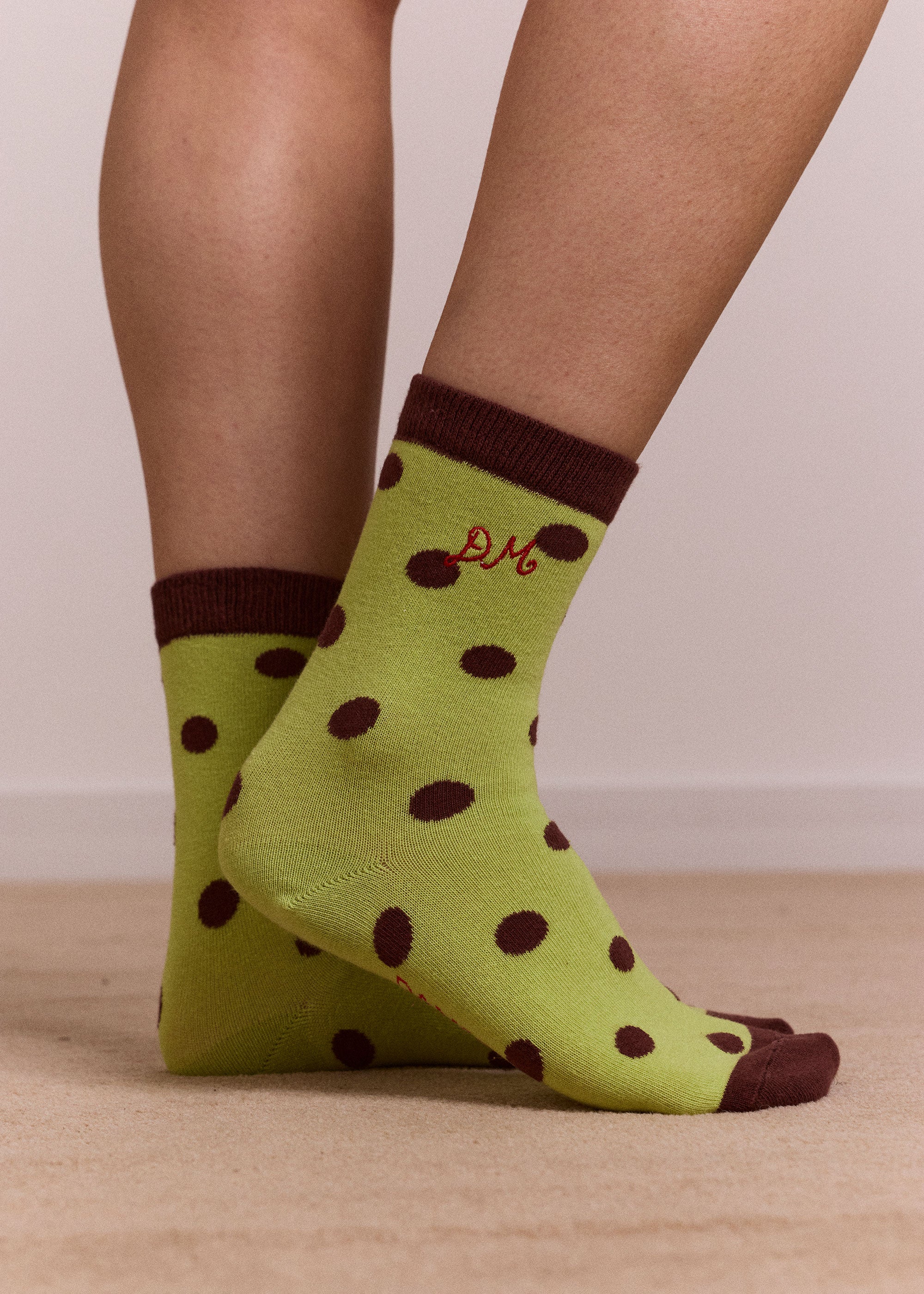 Damson Madder Calf Length 2 Pack Socks - Choc & Avocado