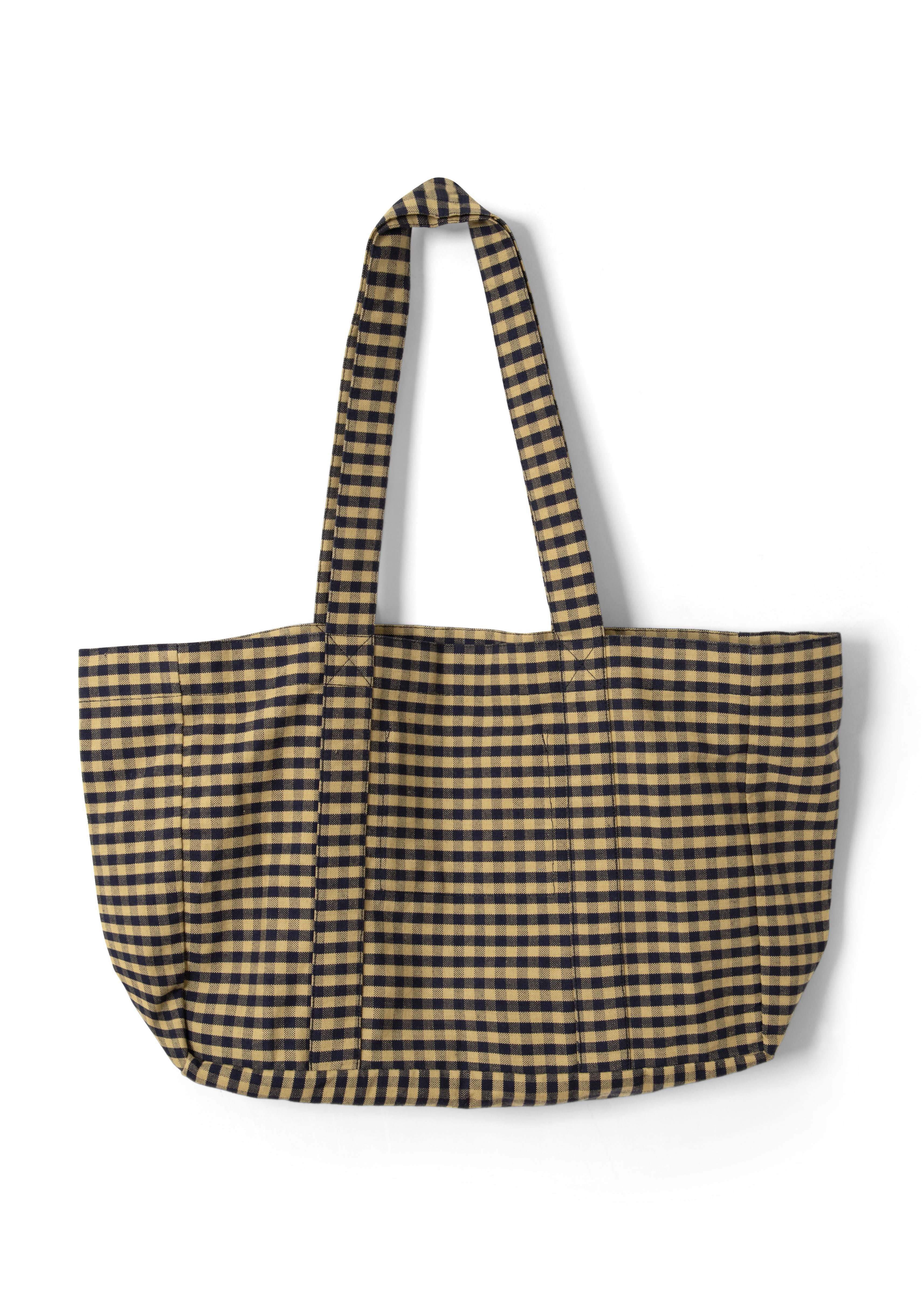 Damson Madder Tote Bag - Tan/Navy Gingham