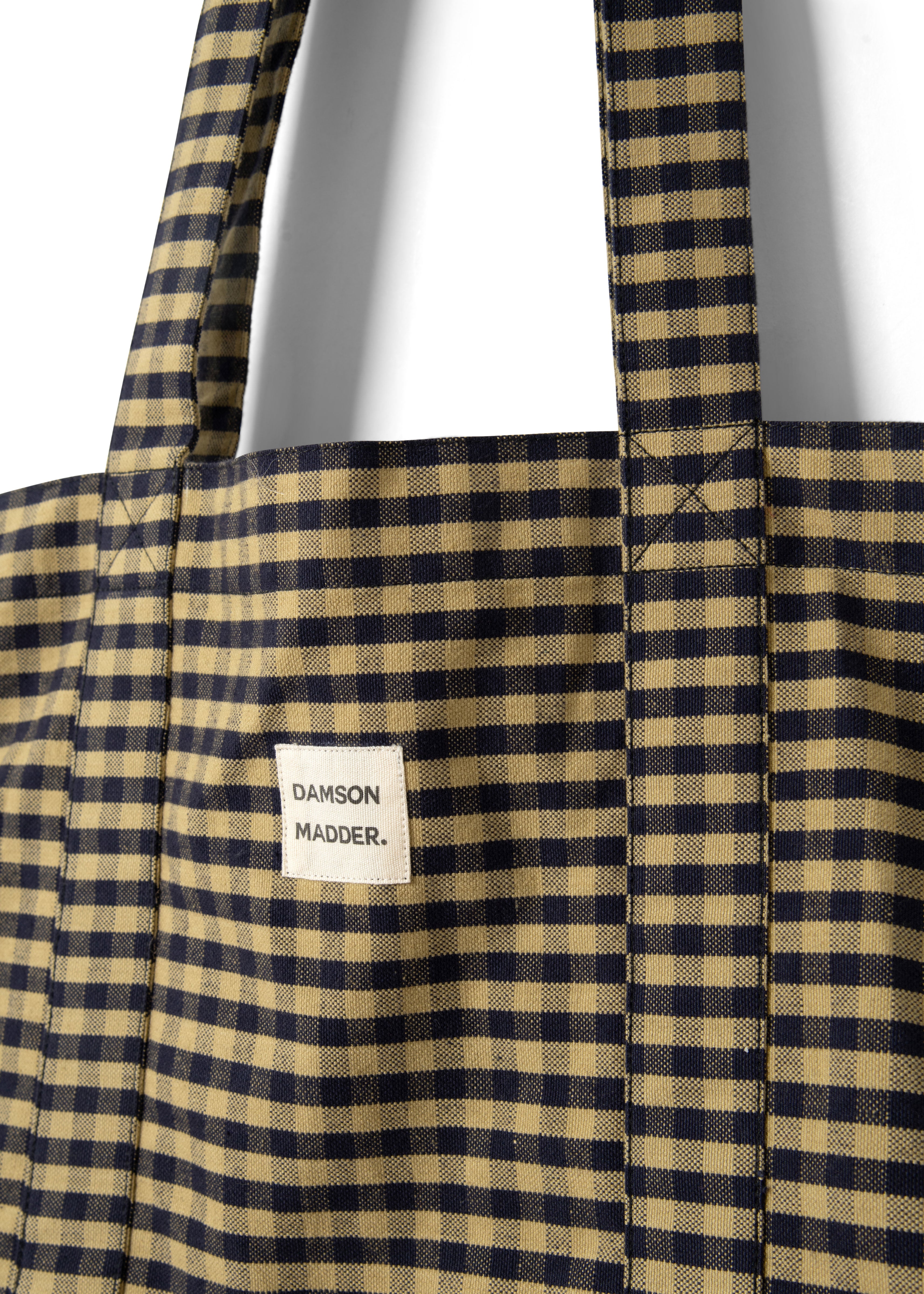 Damson Madder Tote Bag - Tan/Navy Gingham