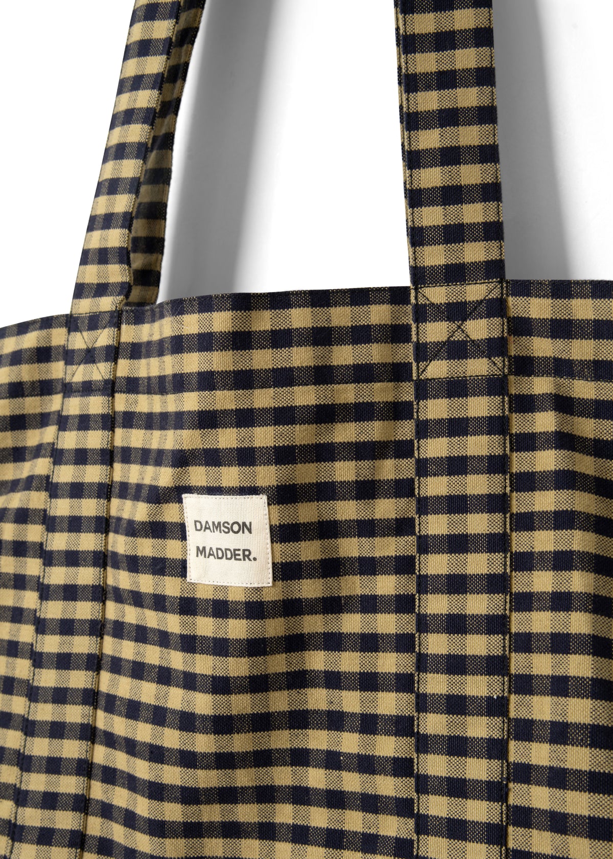 Damson Madder Tote Bag - Tan/Navy Gingham