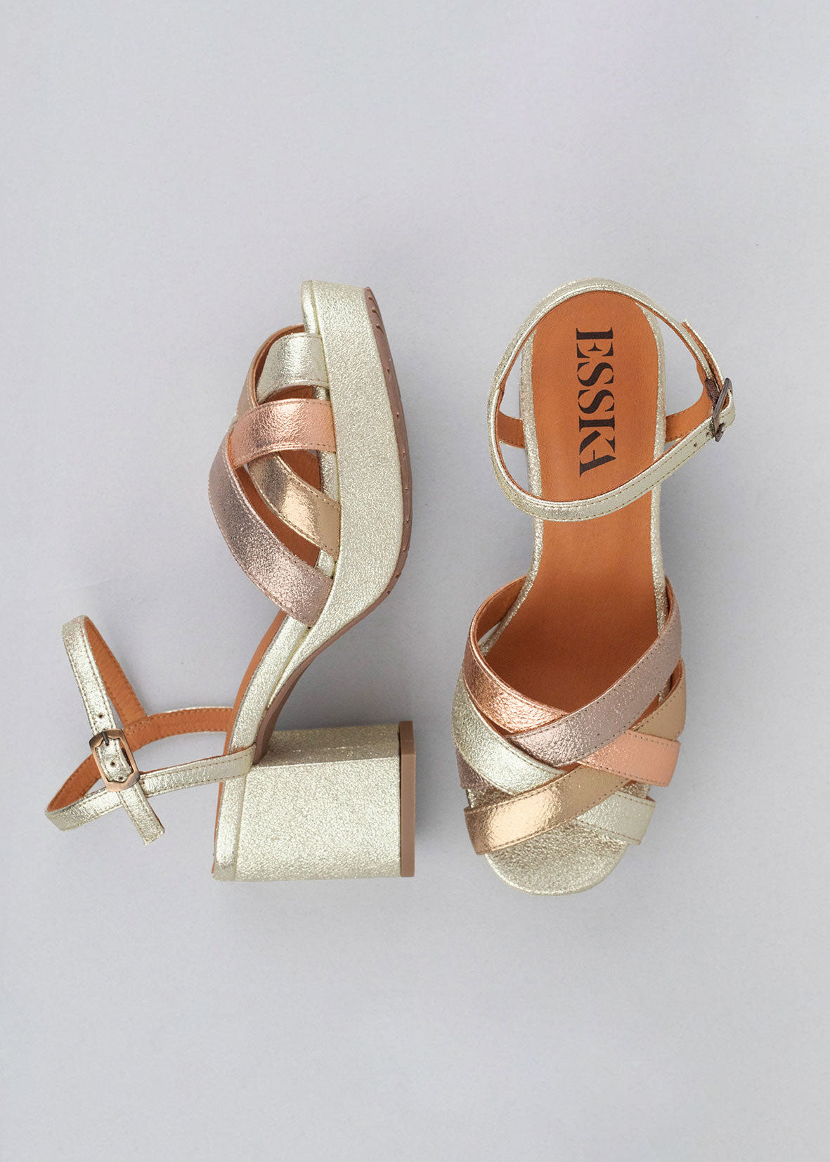 Esska Caitlyn Metallic Multi Heeled Sandals
