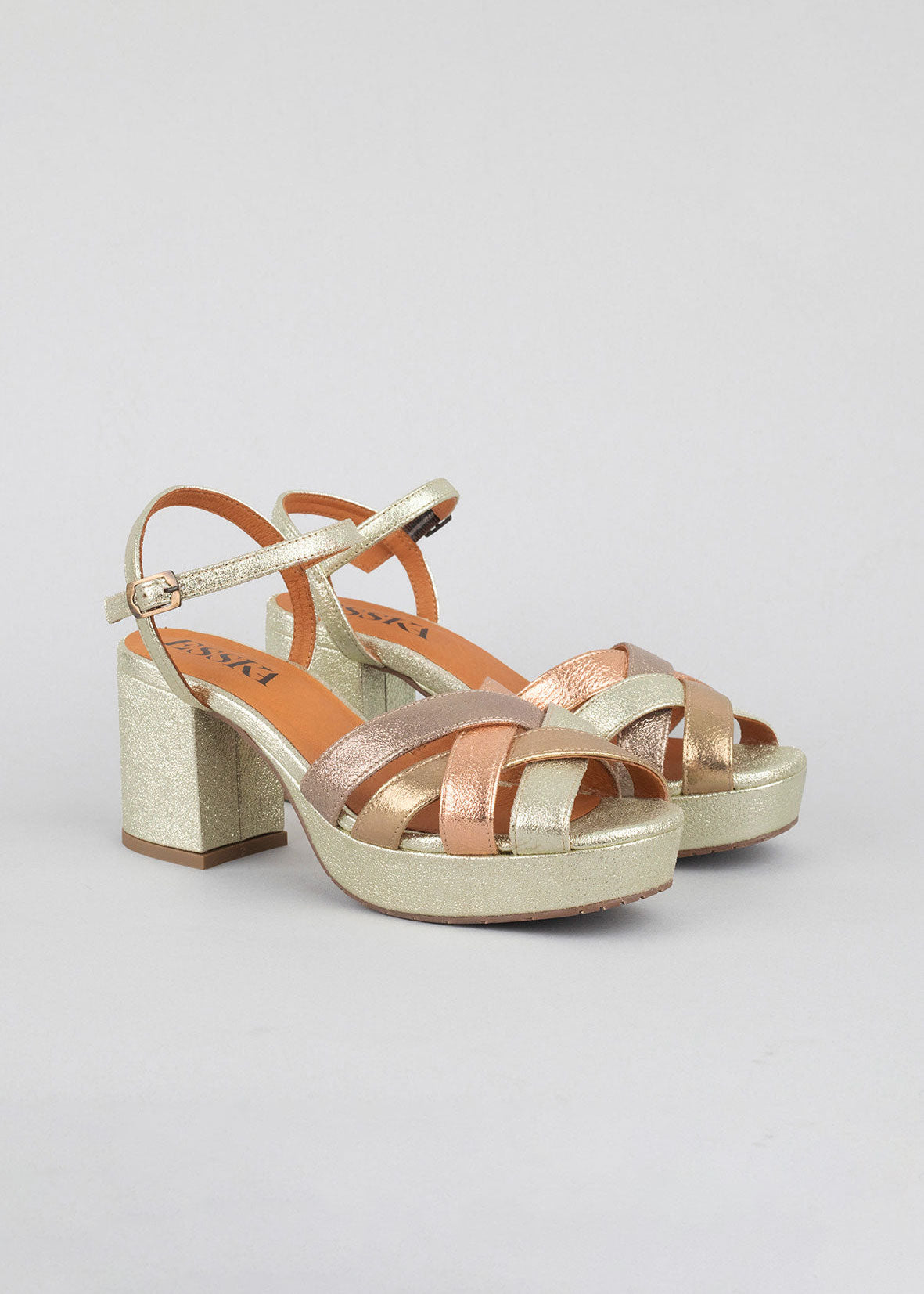 Esska Caitlyn Metallic Multi Heeled Sandals