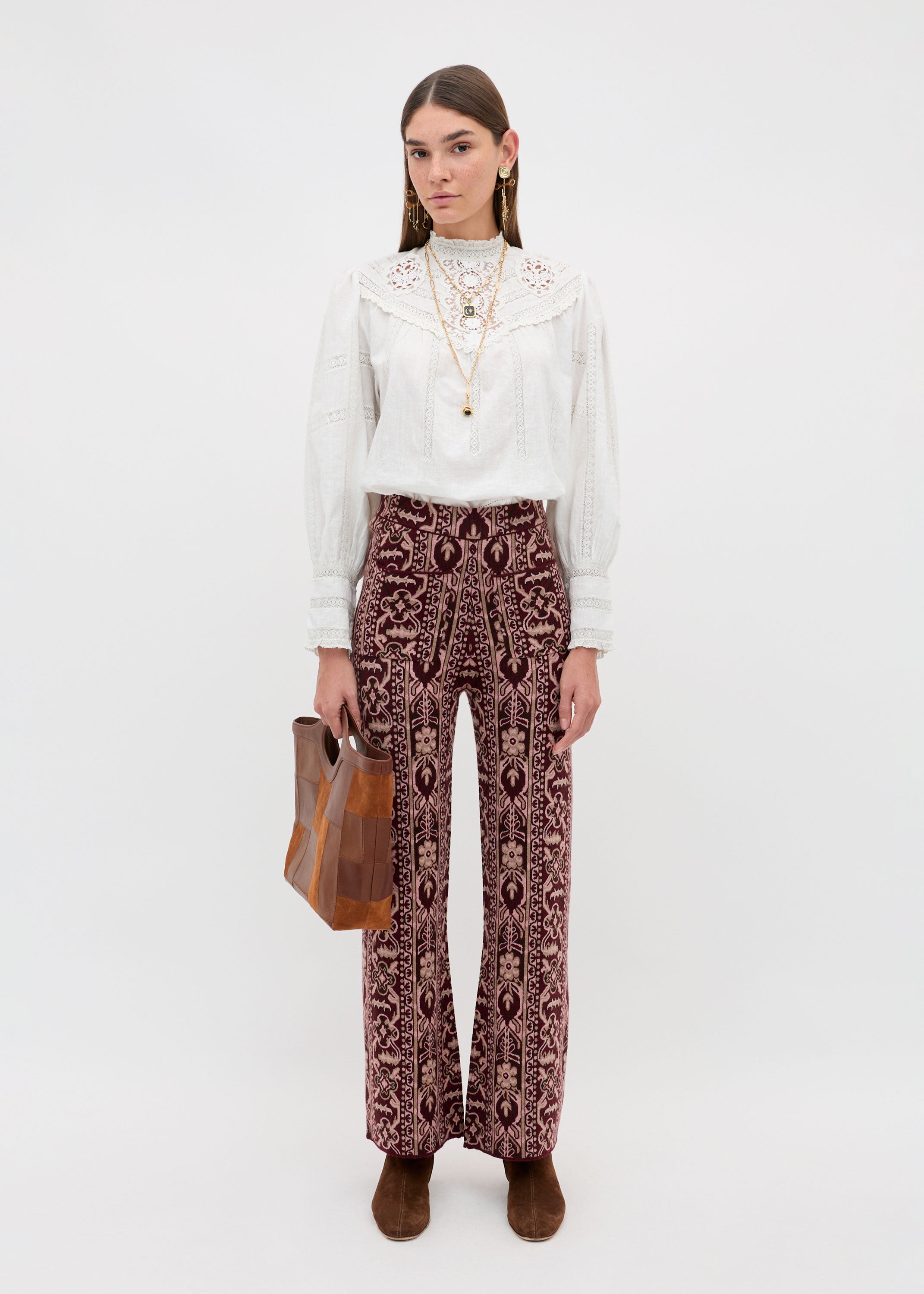 Rixo Ceara Trousers - Tapestry Bloom Bordeaux