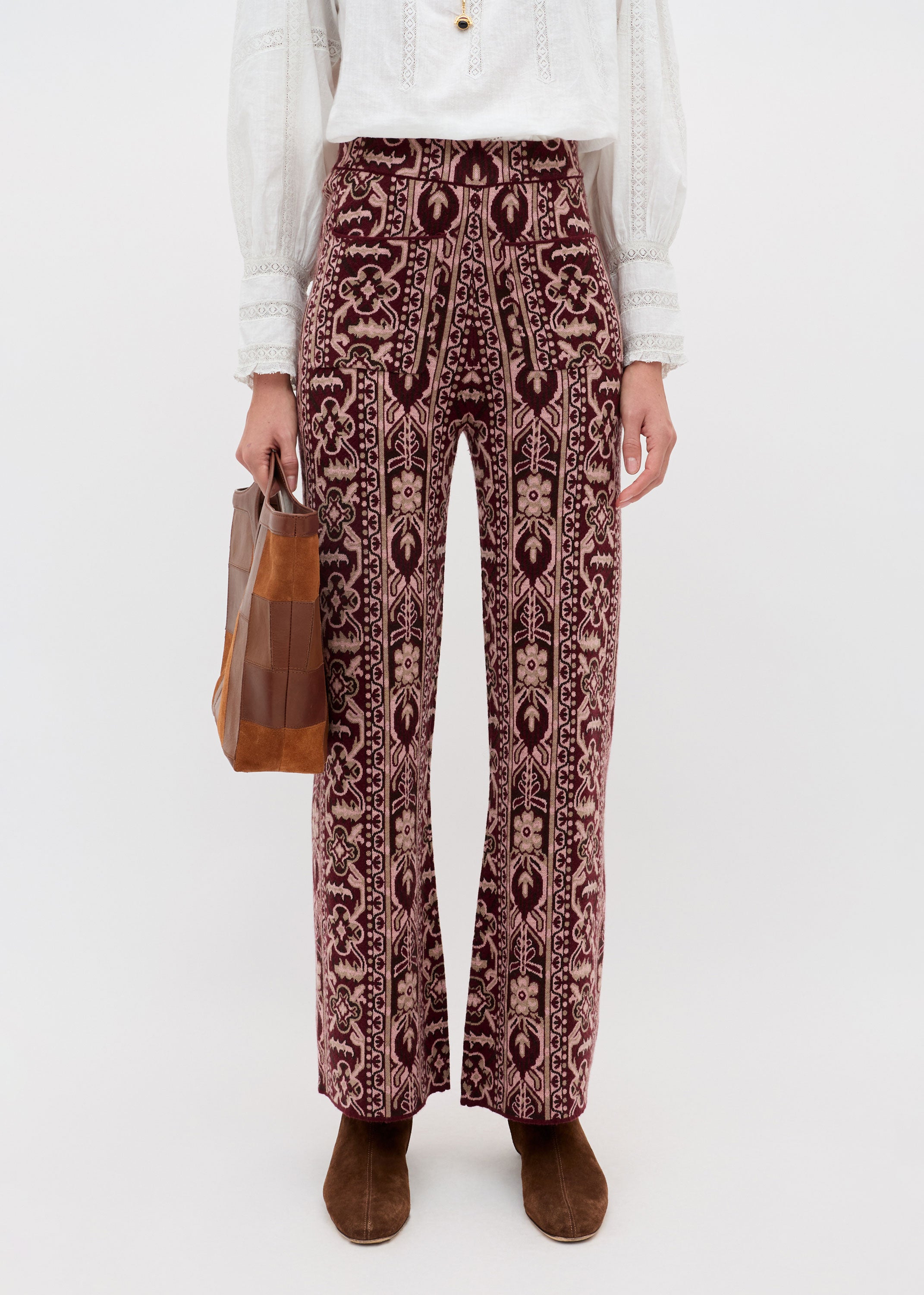 Rixo Ceara Trousers - Tapestry Bloom Bordeaux