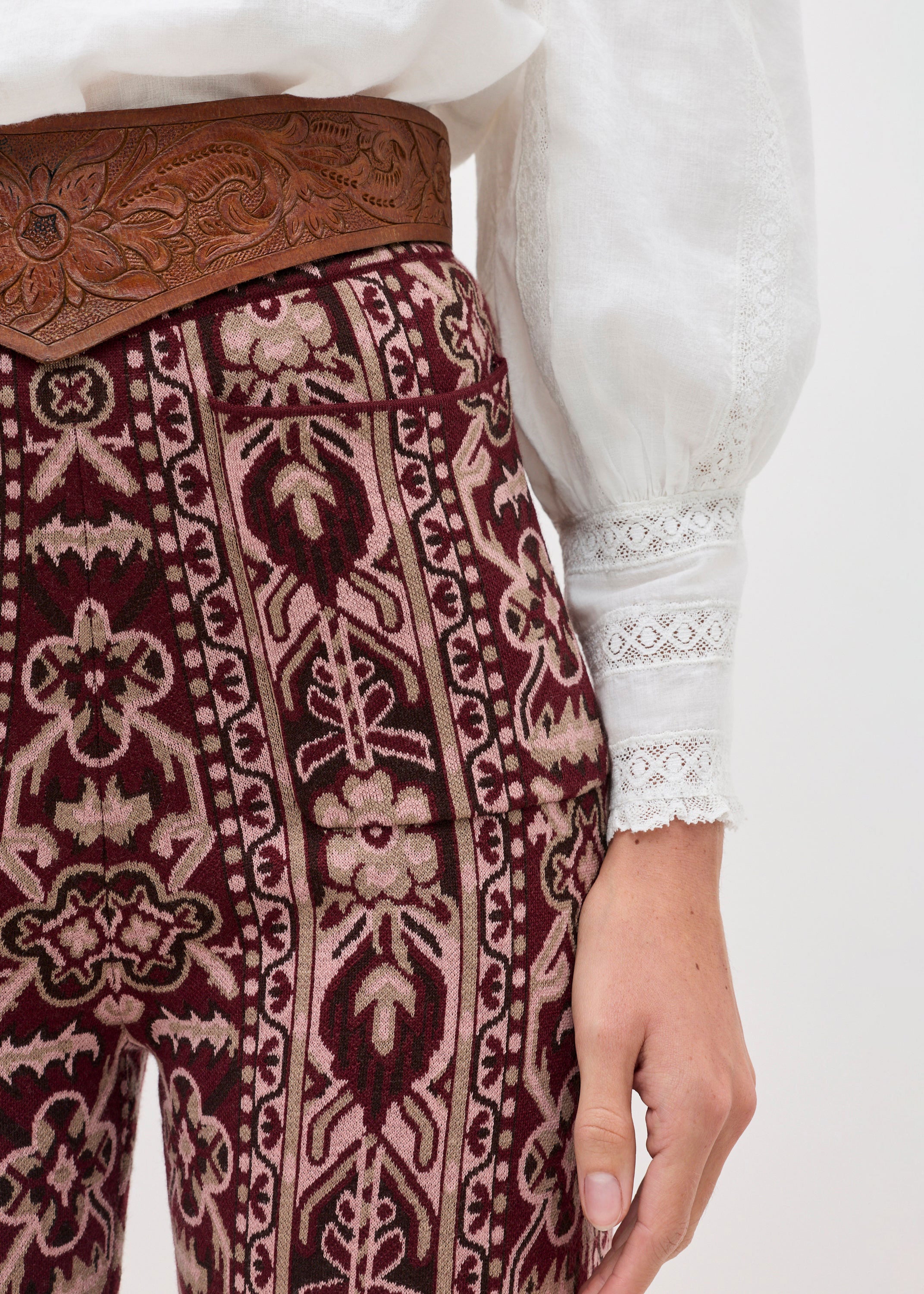 Rixo Ceara Trousers - Tapestry Bloom Bordeaux